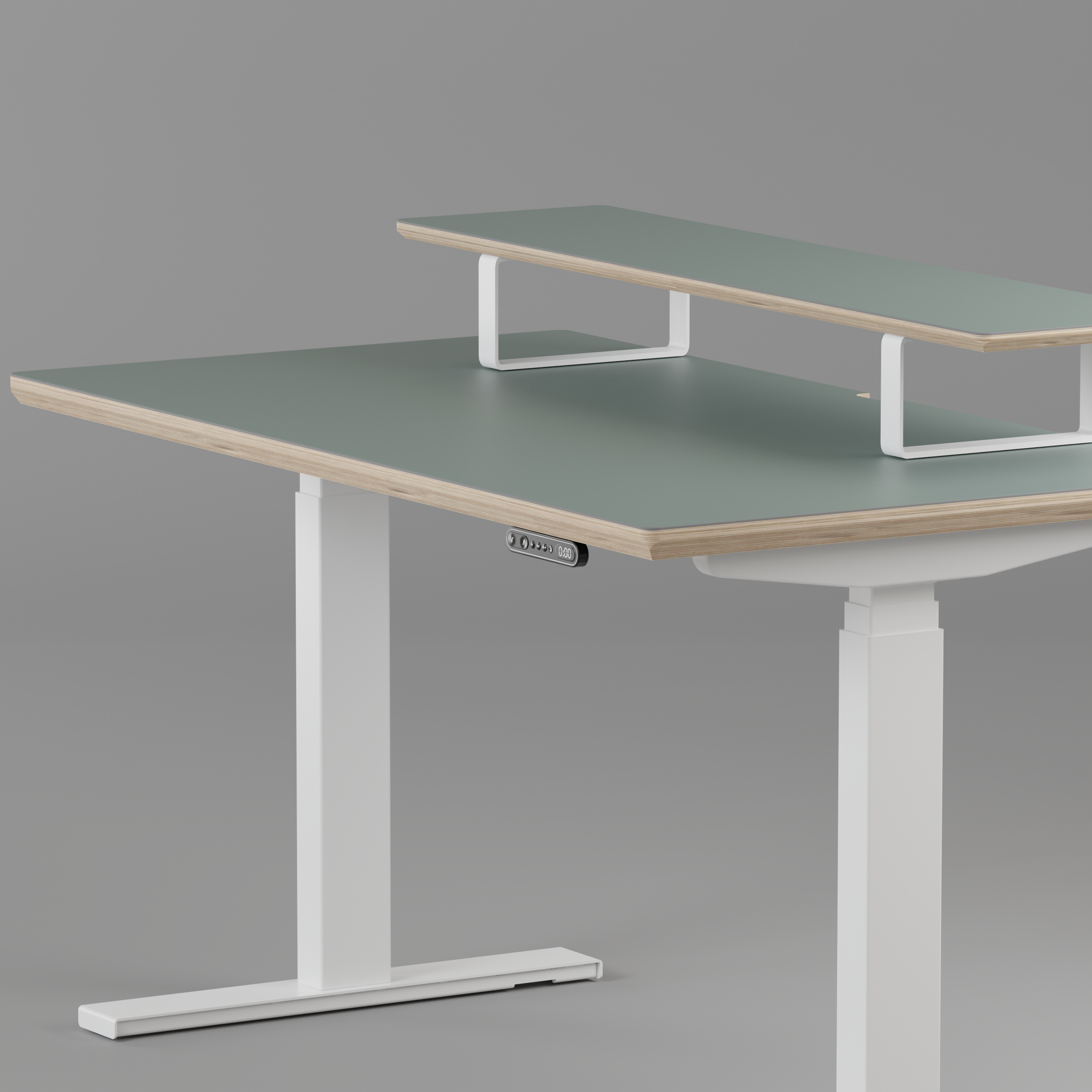 Model 301 Electric Standing Desk | Moss Green | 55 x 27 in | White Legs