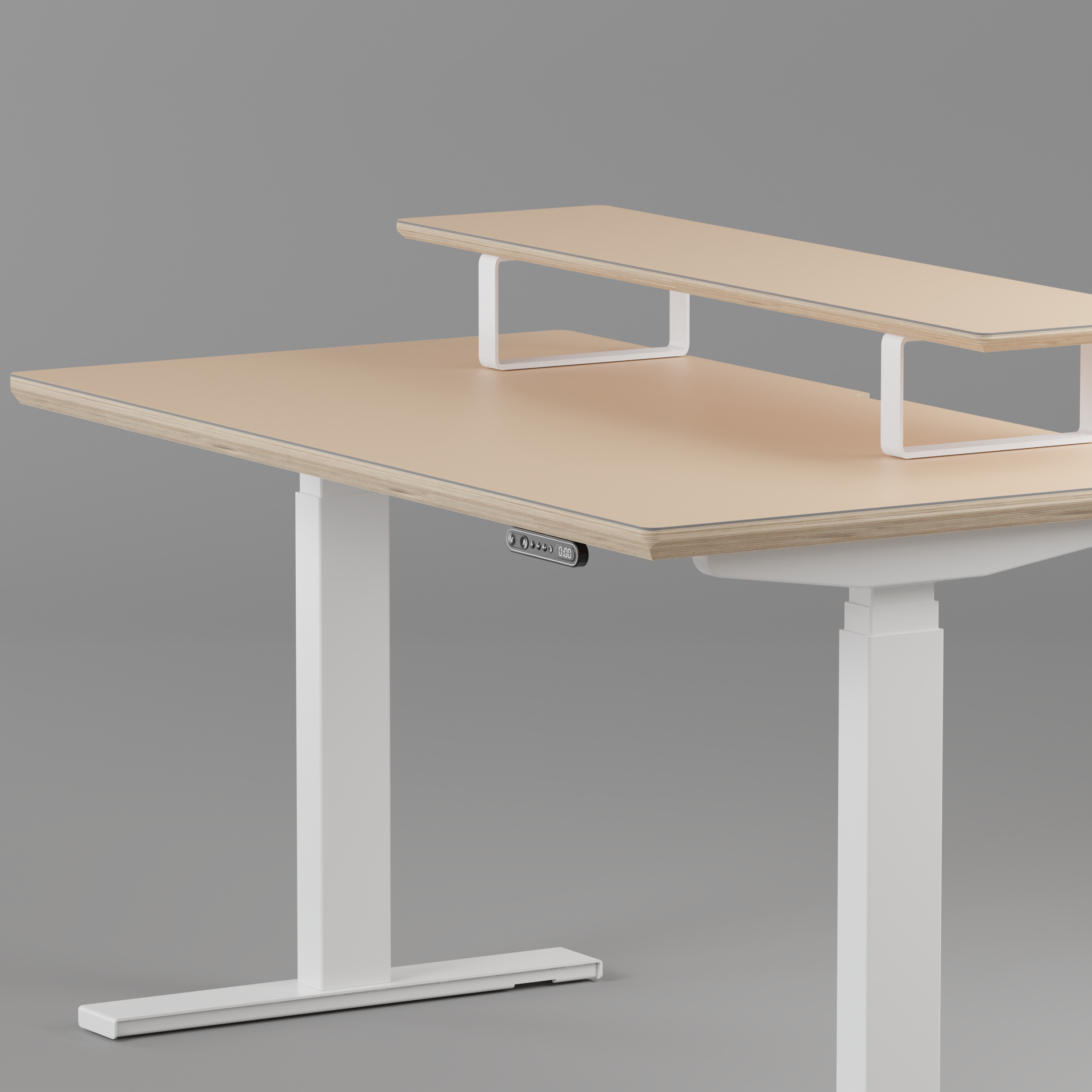 Model 301 Electric Standing Desk | Beige | 55 x 27 in | White Legs