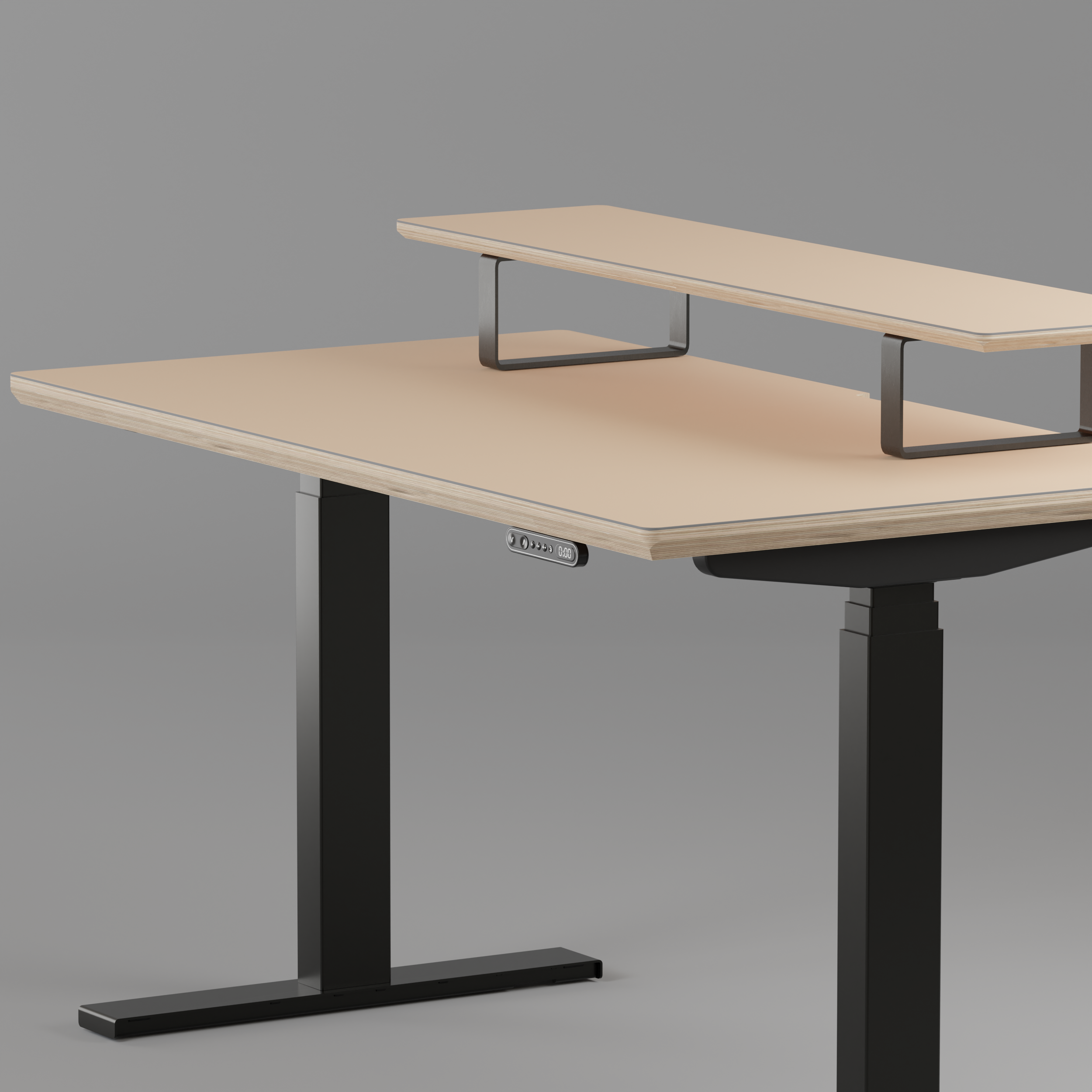 Model 301 Electric Standing Desk | Beige | 55 x 27 in | Black Legs