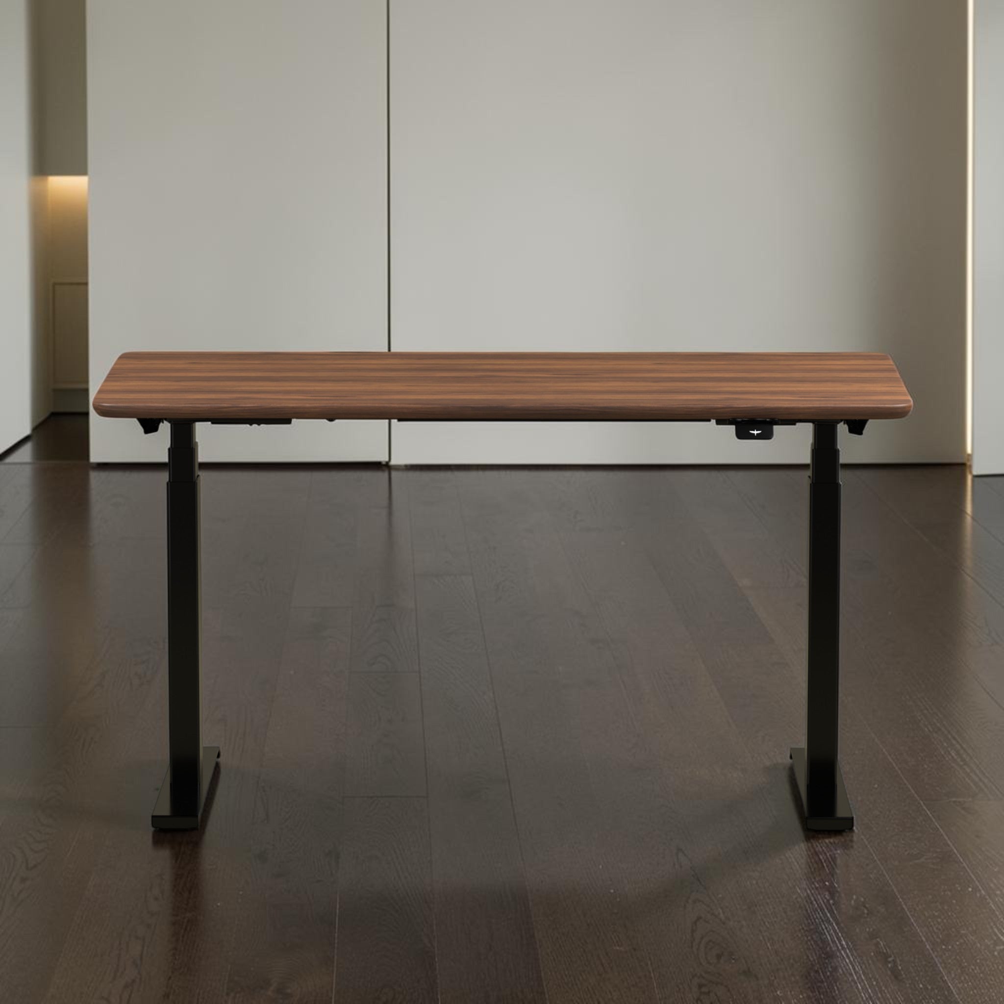 Model 304 | Solid American Walnut Wood Height Adjustable Desk (55"x28") | Black Legs