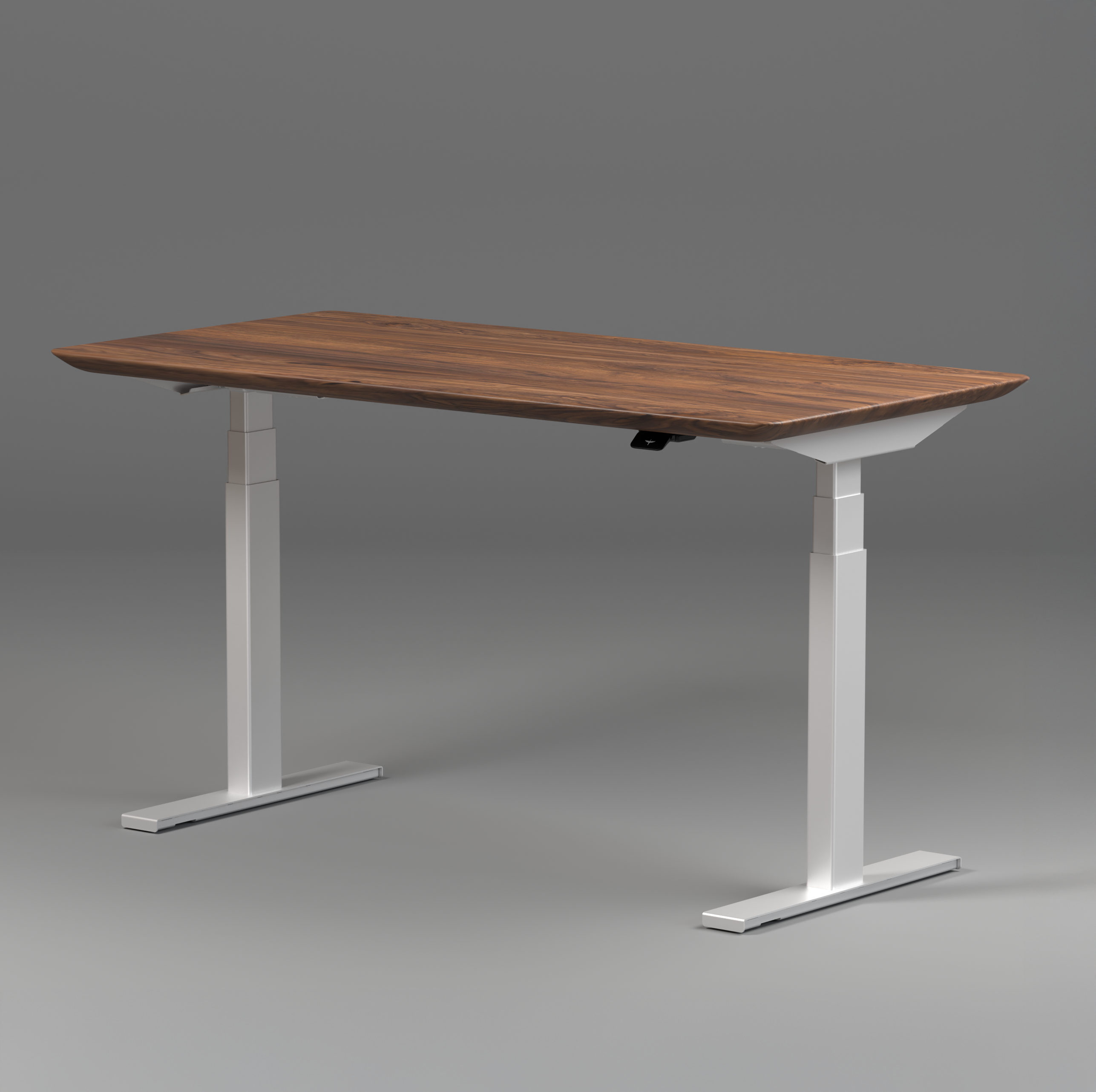 Model 304 | Solid American Walnut Wood Height Adjustable Desk (60"x30") | White Legs