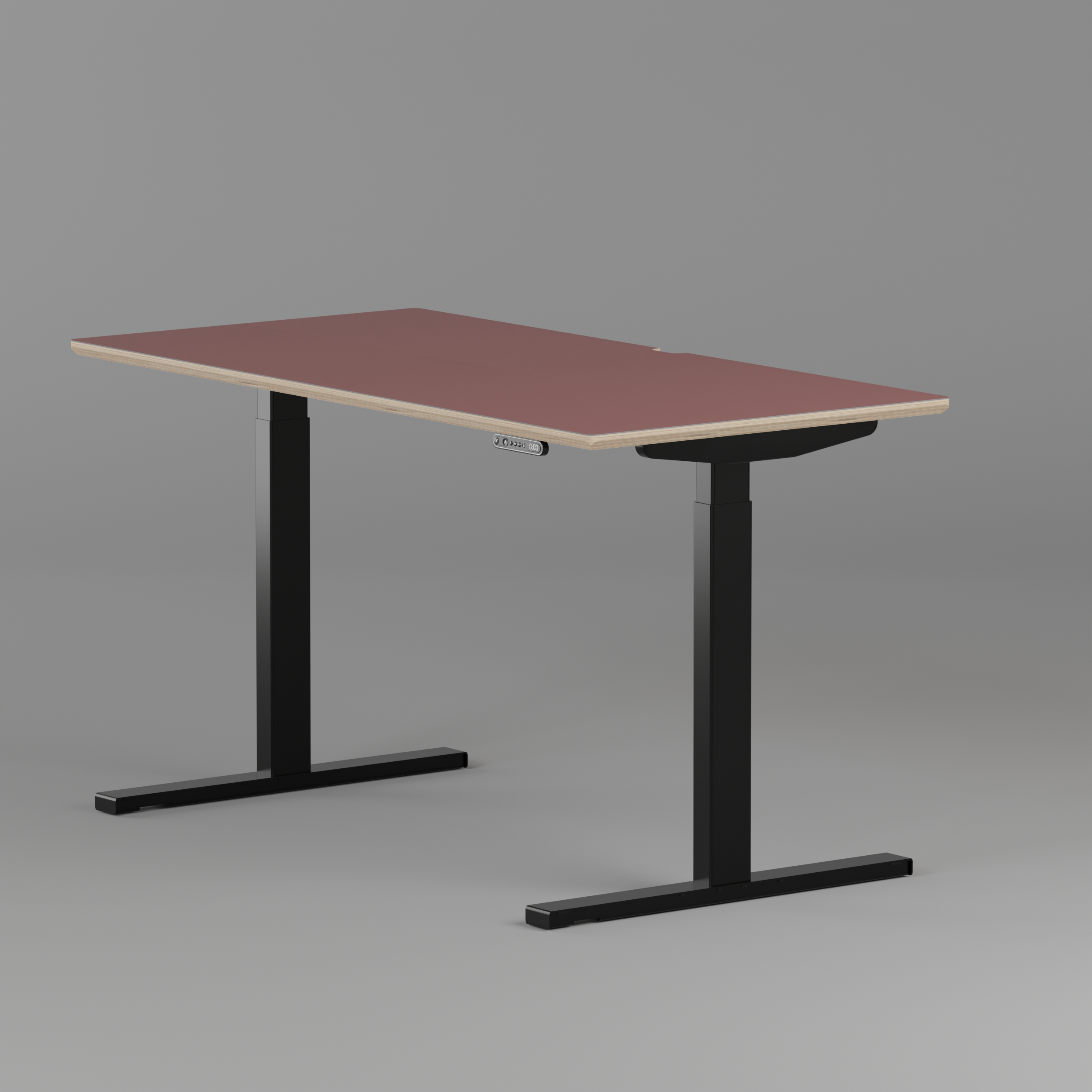 Model 301 | Height Adjustable Desk/Standing Desk (55"x27") | Rosso | Black Legs