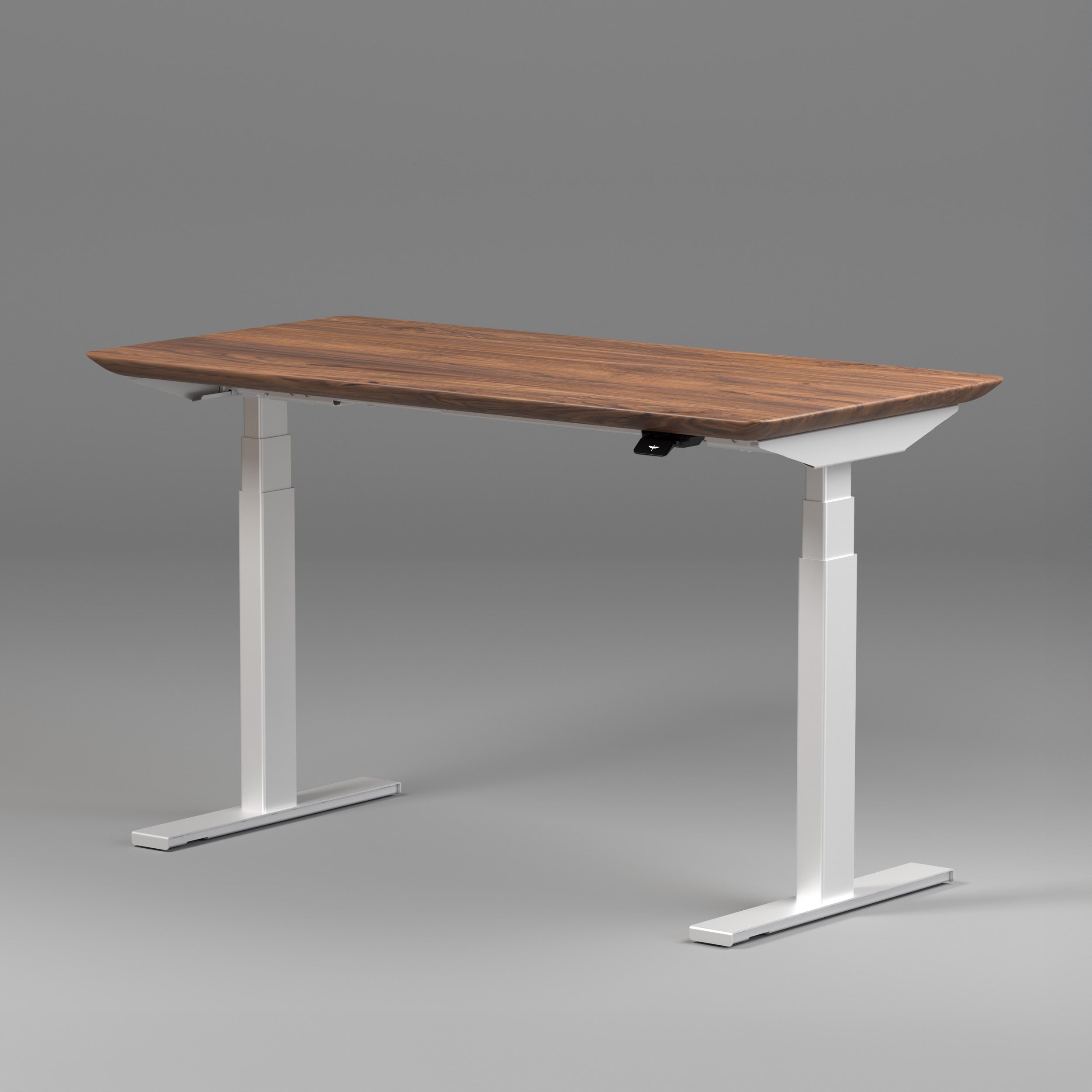 Model 304 Pro Electric Standing Desk | Walnut Wood | 55 x 28 in | White Legs