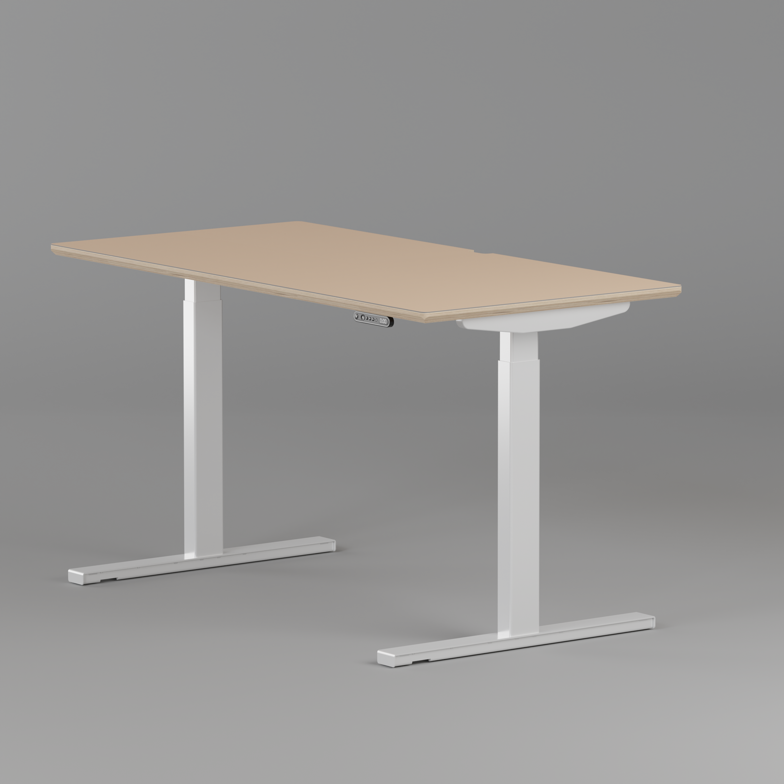 Model 301 | Height Adjustable/Standing Desk (59"x29") | Beige | White Legs