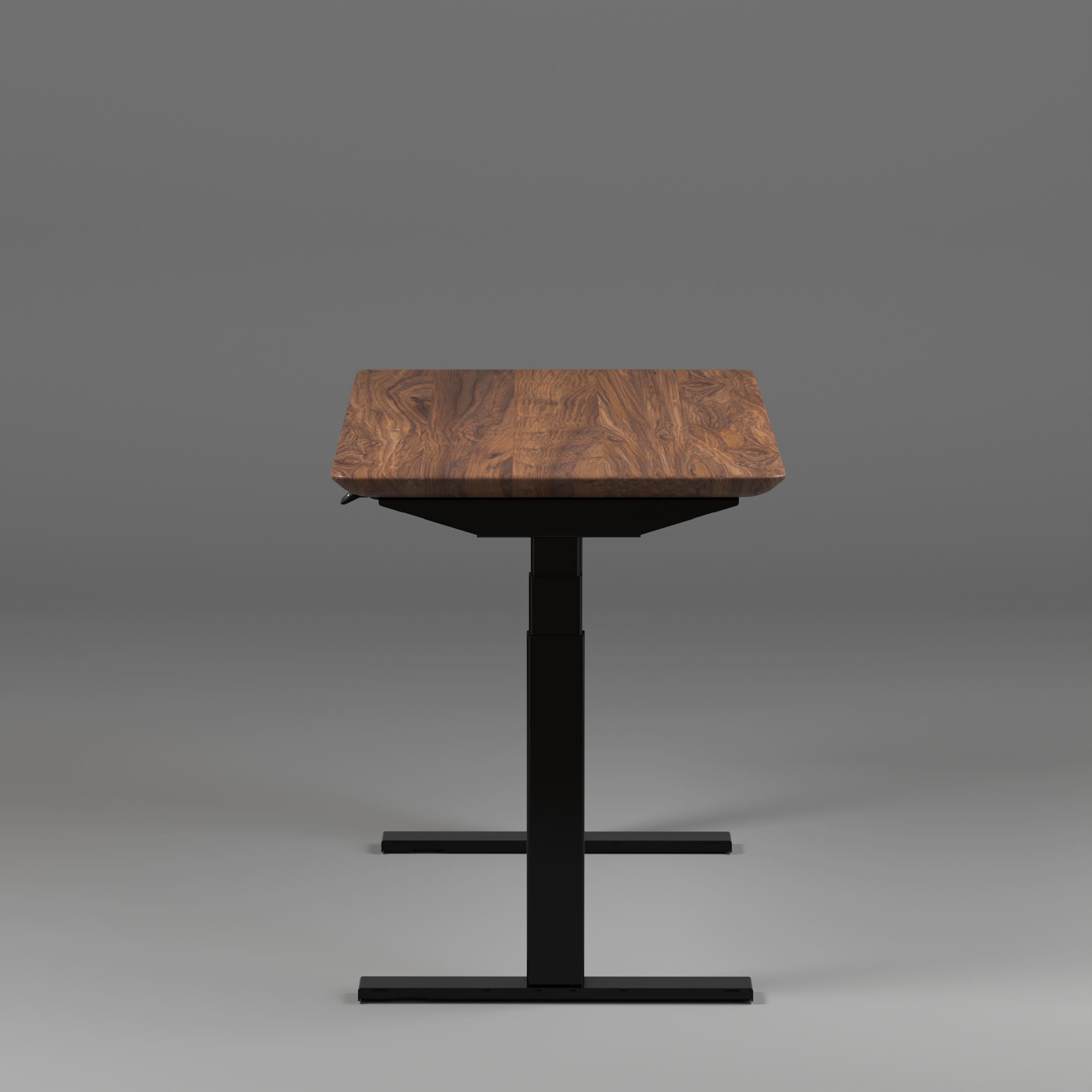 Model 304 | Solid American Walnut Wood Height Adjustable Desk (55"x28") | Black Legs