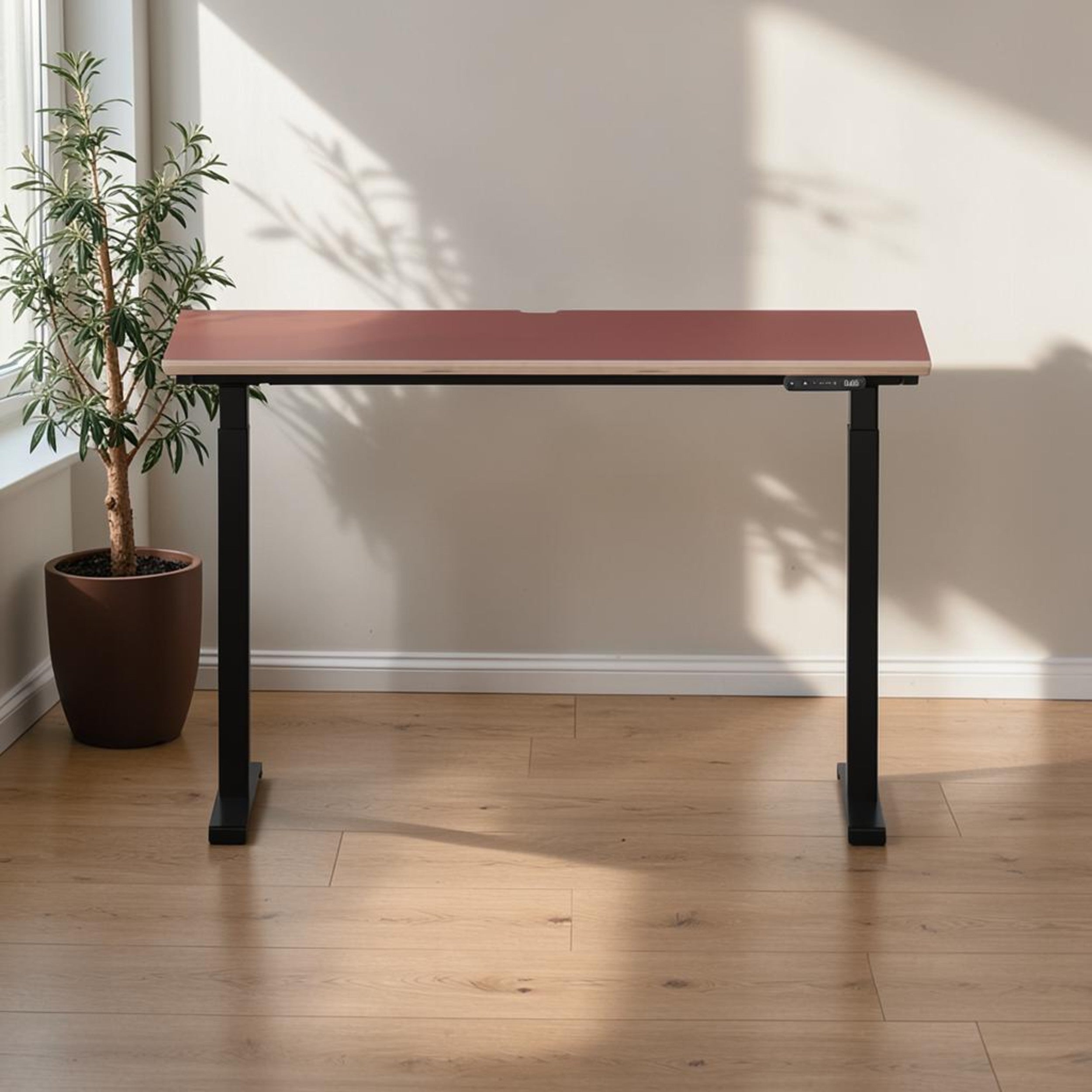 Model 301 | Height Adjustable Desk/Standing Desk (48"x24") | Rosso | Black Legs
