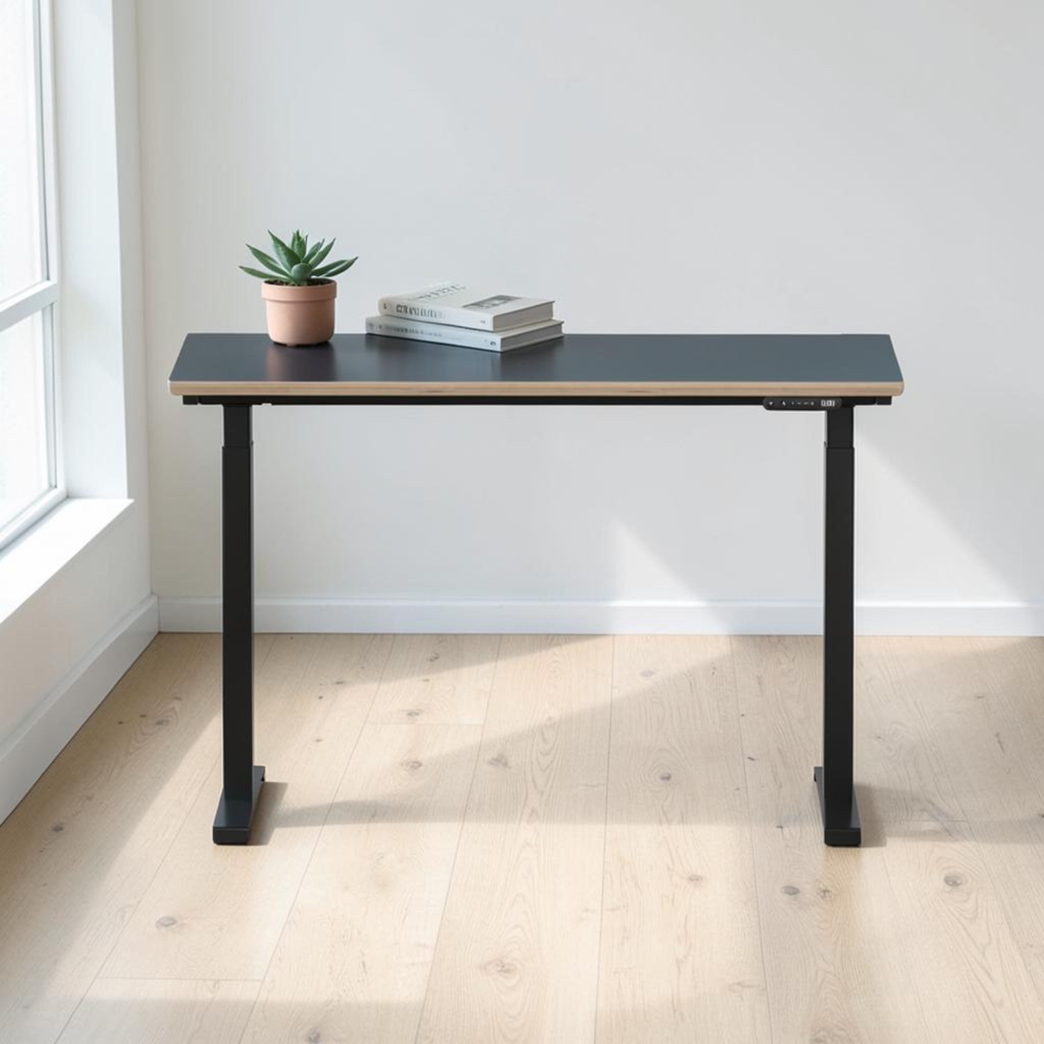 Model 301 | Height Adjustable Desk/Standing Desk (48"x24") | Yale Blue | Black Legs