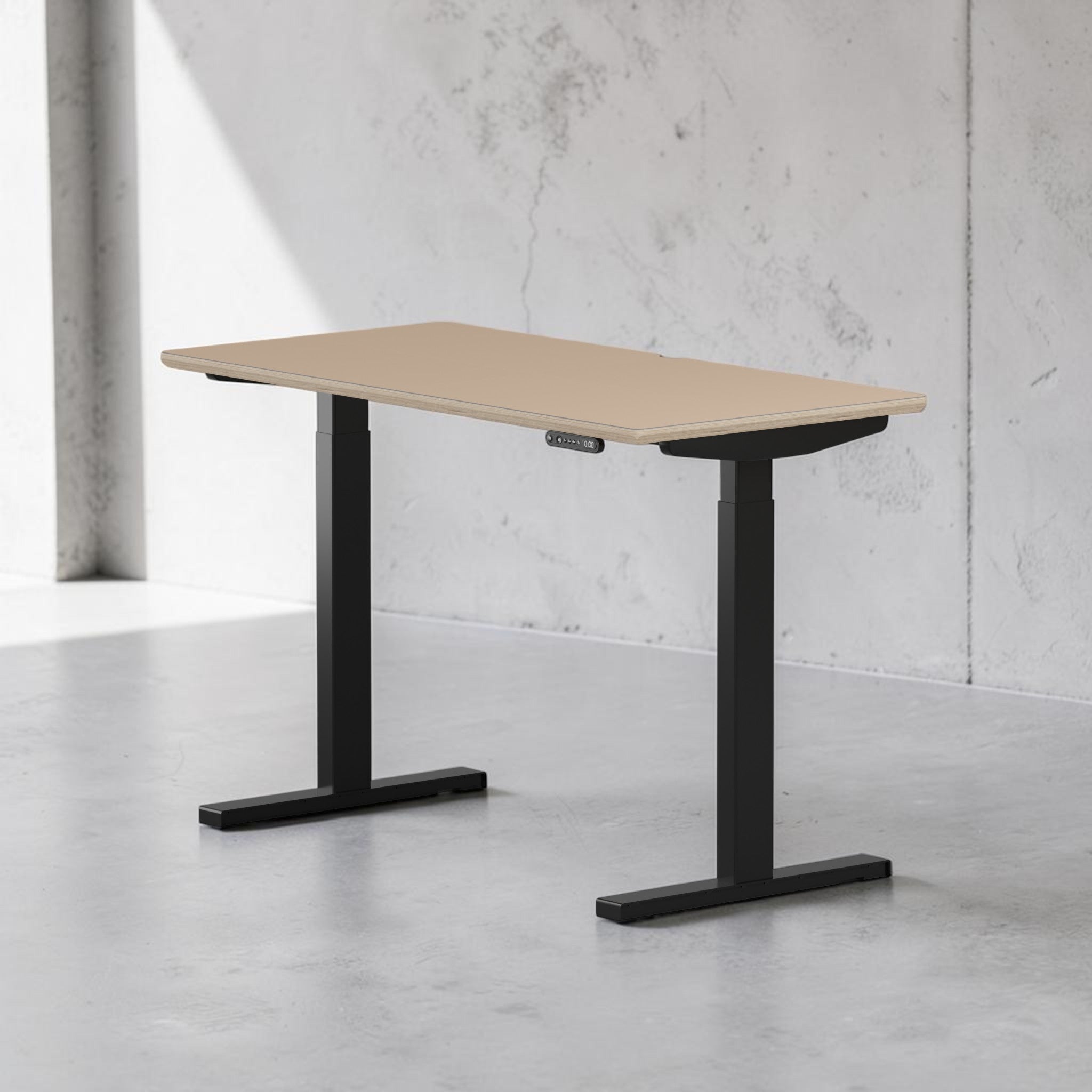 Model 301 | Height Adjustable Desk/Standing Desk (48"x24") | Beige | Black Legs