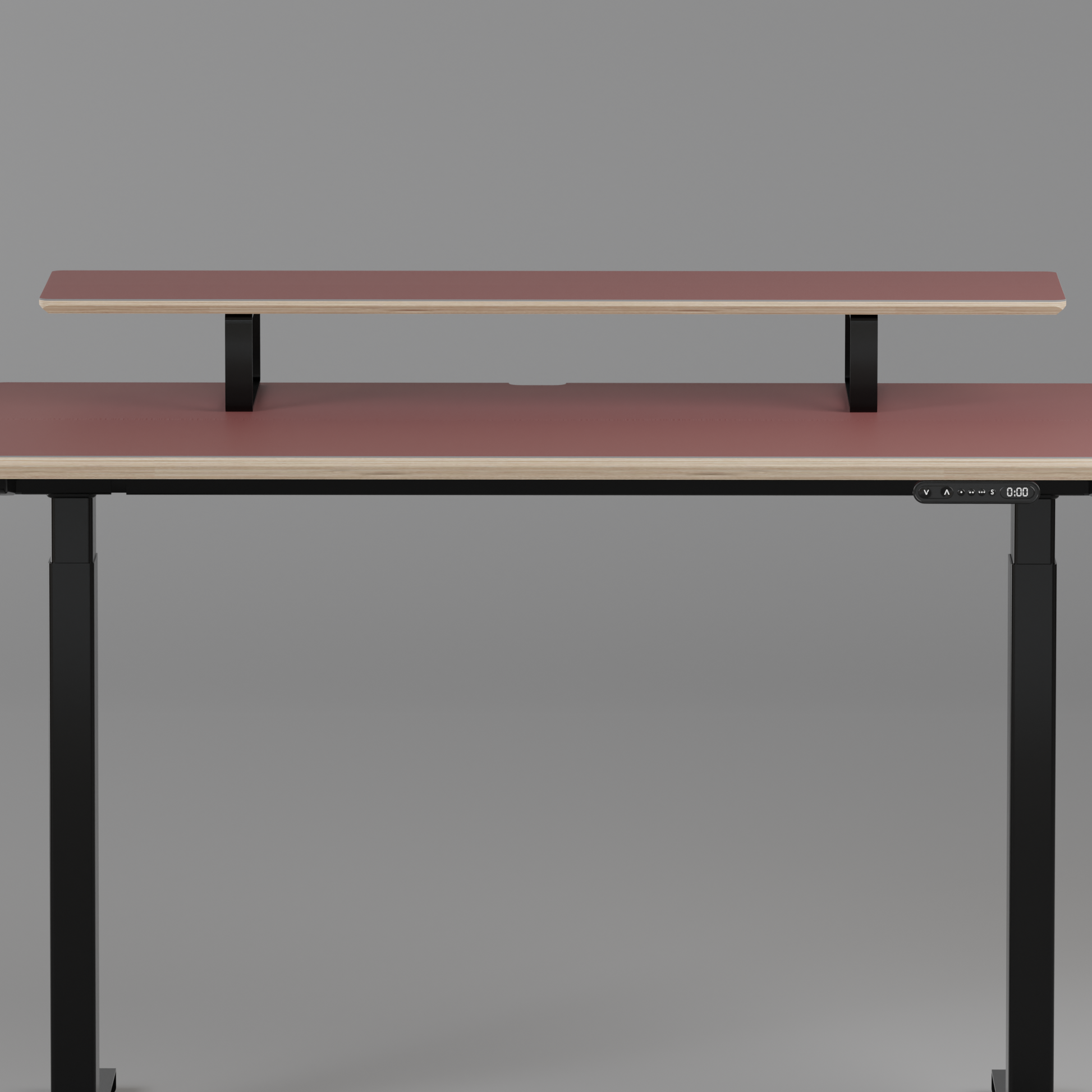 Model 301 | Height Adjustable Desk/Standing Desk (55"x27") | Rosso | Black Legs