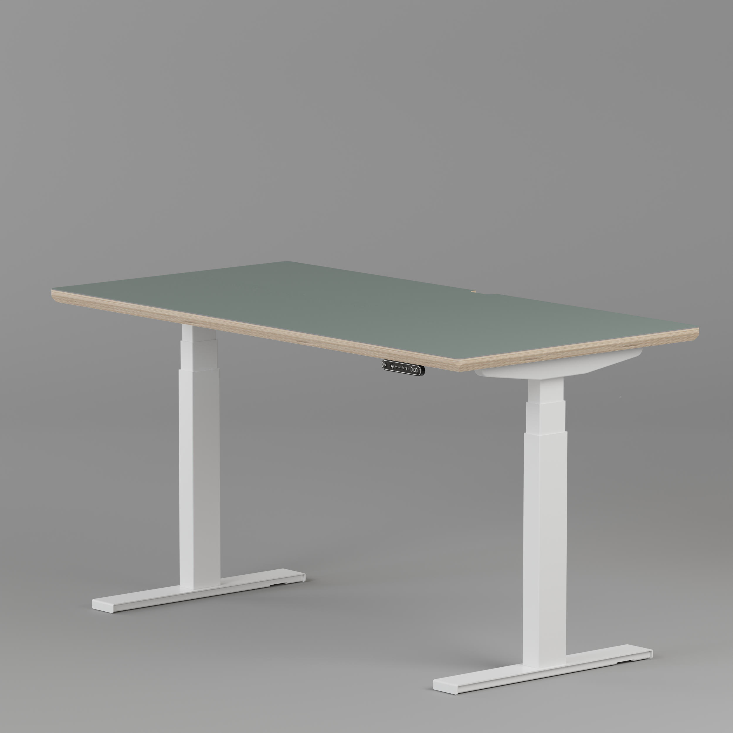 Model 301 Electric Standing Desk | Moss Green | 55 x 27 in | White Legs
