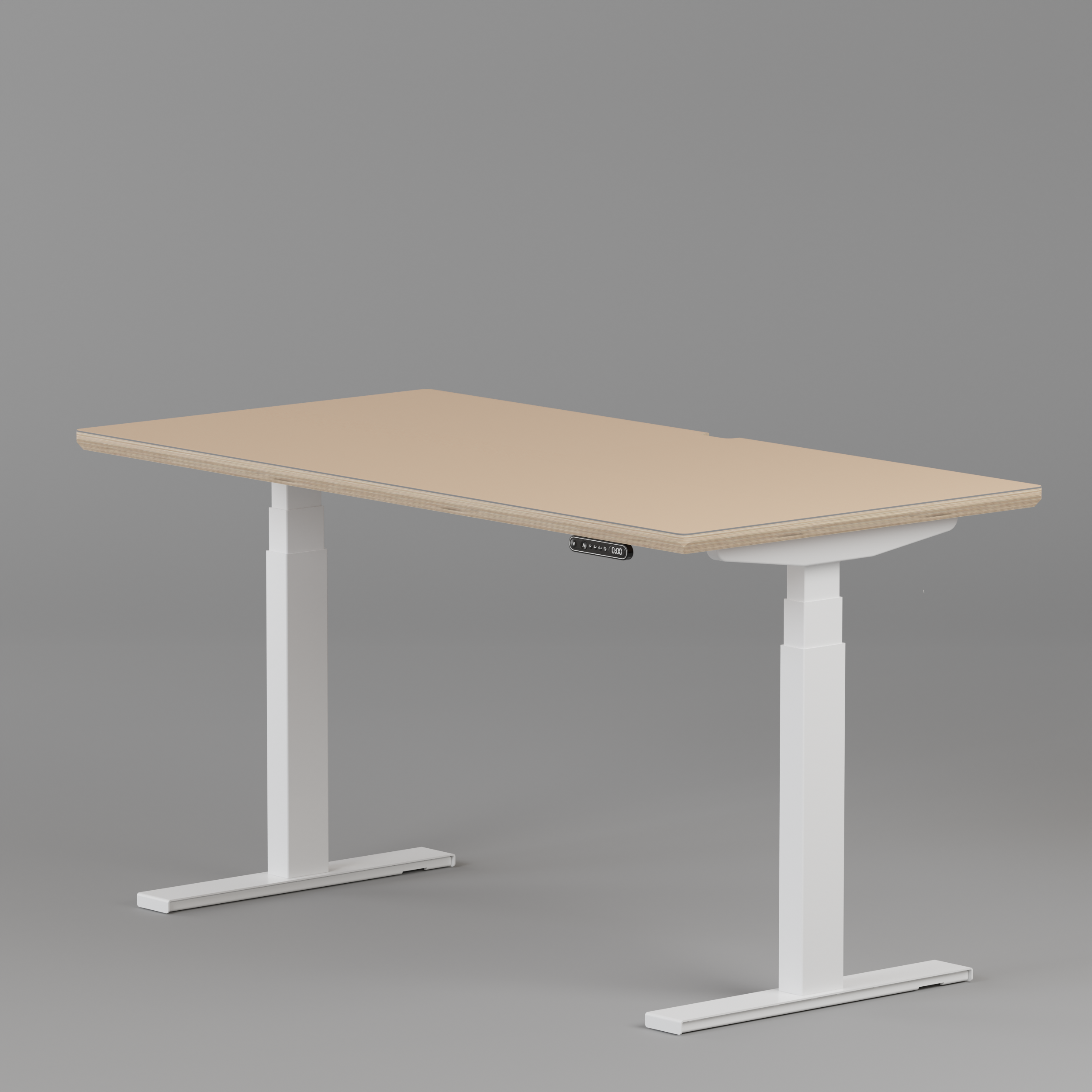 Model 301 Electric Standing Desk | Beige | 55 x 27 in | White Legs