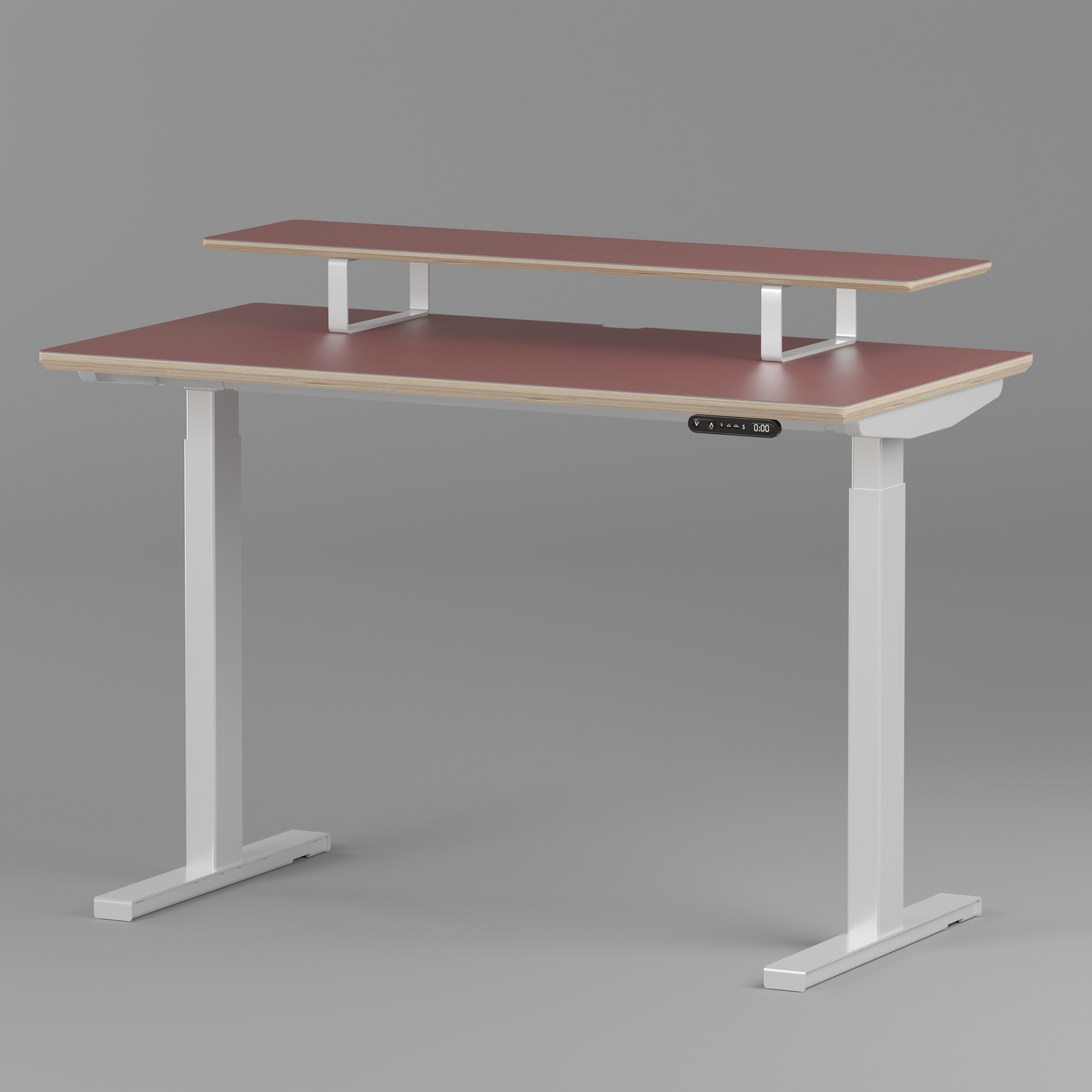 Model 301 | Height Adjustable Desk/Standing Desk (48"x24") | Rosso | White Legs