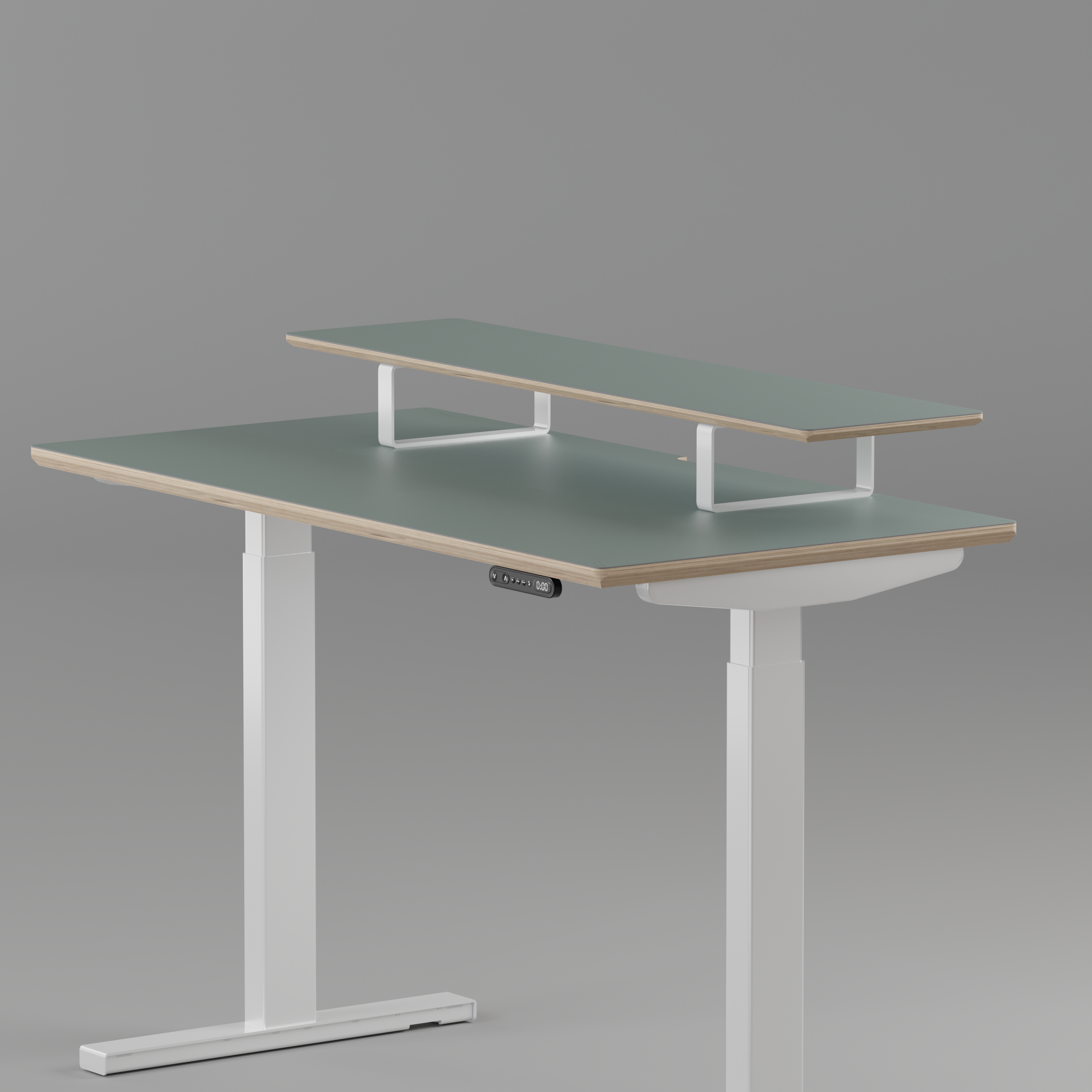 Model 301 | Height Adjustable Desk/Standing Desk (48"x24") | Moss Green | White Legs