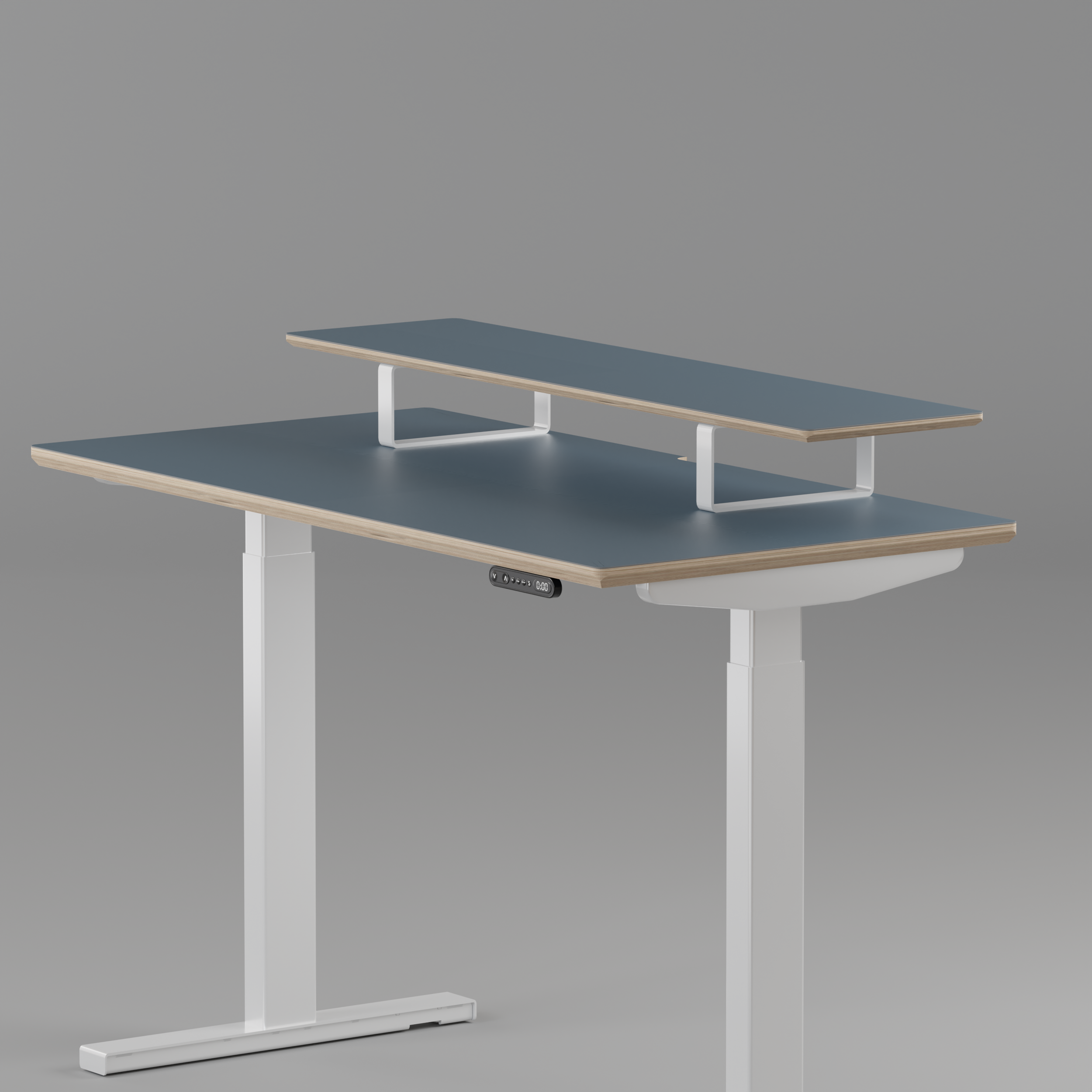 Model 301 | Height Adjustable Desk/Standing Desk (48"x24") | Yale Blue | White Legs