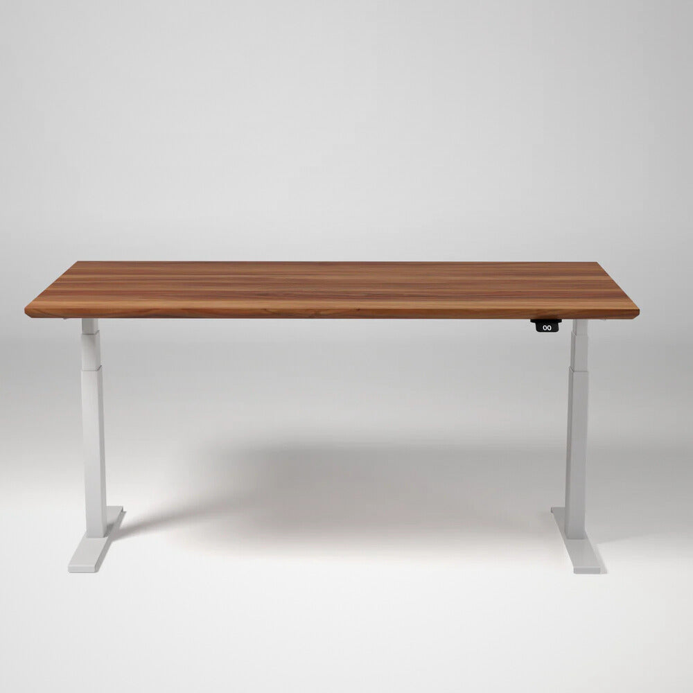 Model 304 | Pro High-Speed Solid-Wood Desk (58"x29") | Teak Wood | White Legs