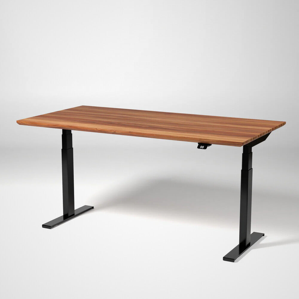 Model 304 | Pro High-Speed Solid-Wood Desk (58"x29") | Teak Wood | Black Legs