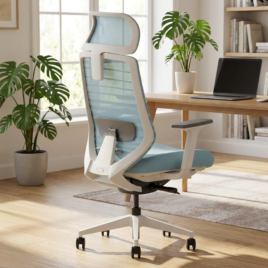 Pelicanwork Azure ergonomic office chair with mesh back in modern home office