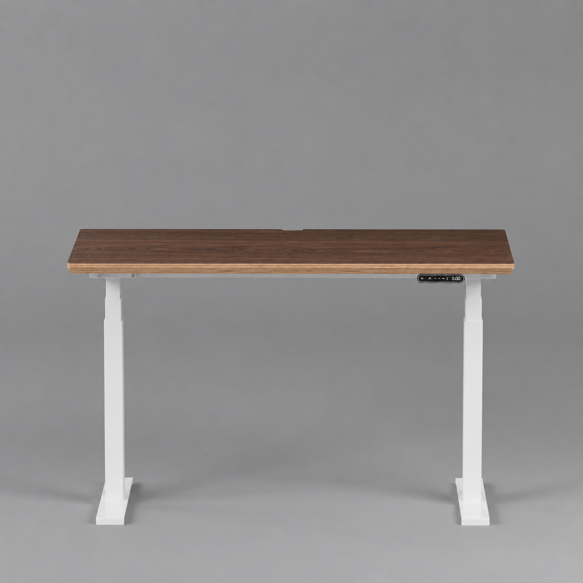 Model 301 Electric Standing Desk | Walnut Veneer | 55 x 27 in | White Legs