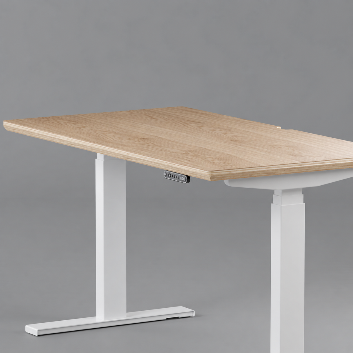 Model 301 Electric Standing Desk | Oak Veneer | 55 x 27 in | White Legs