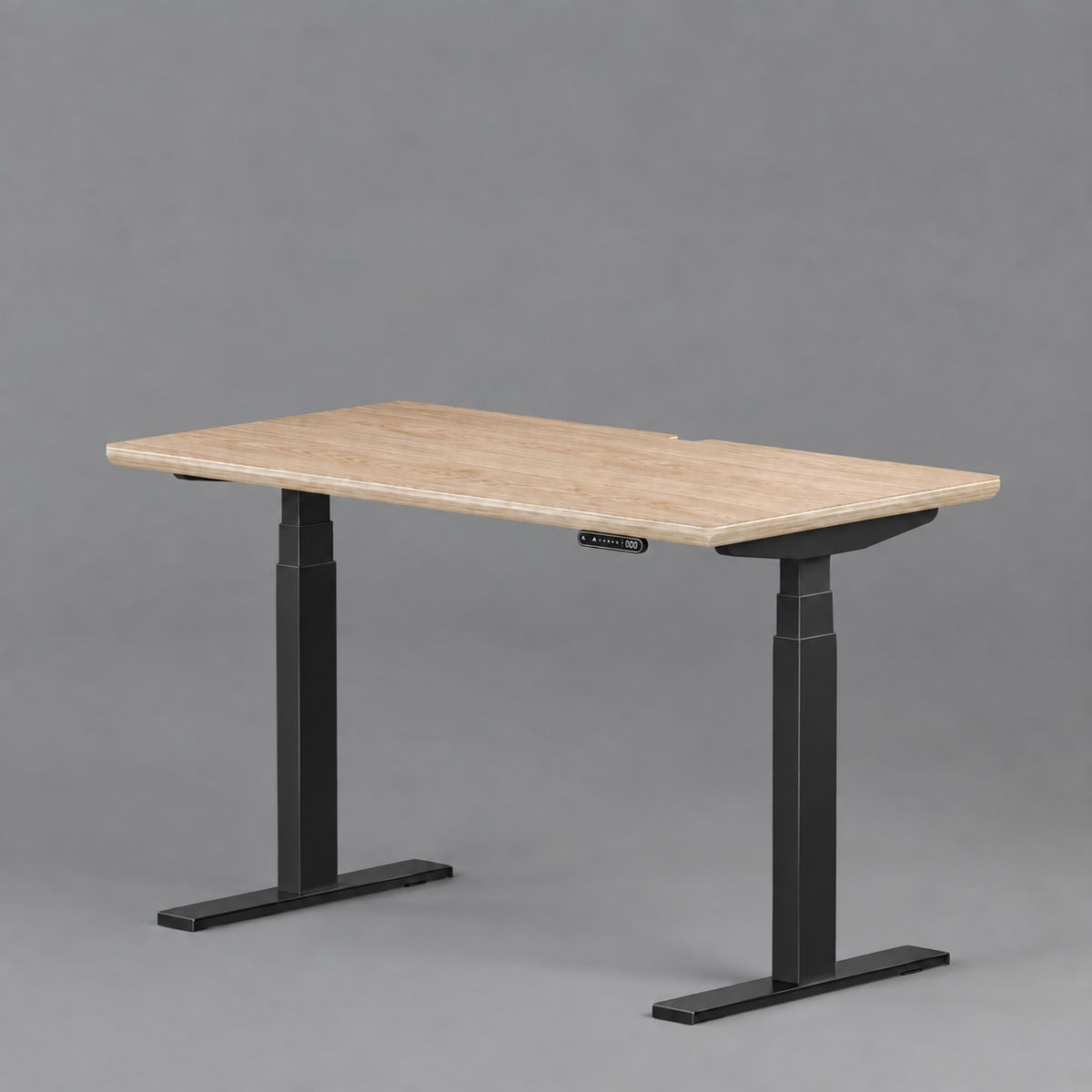 Model 301 Electric Standing Desk | Oak Veneer | 48 x 24 in | Black Legs