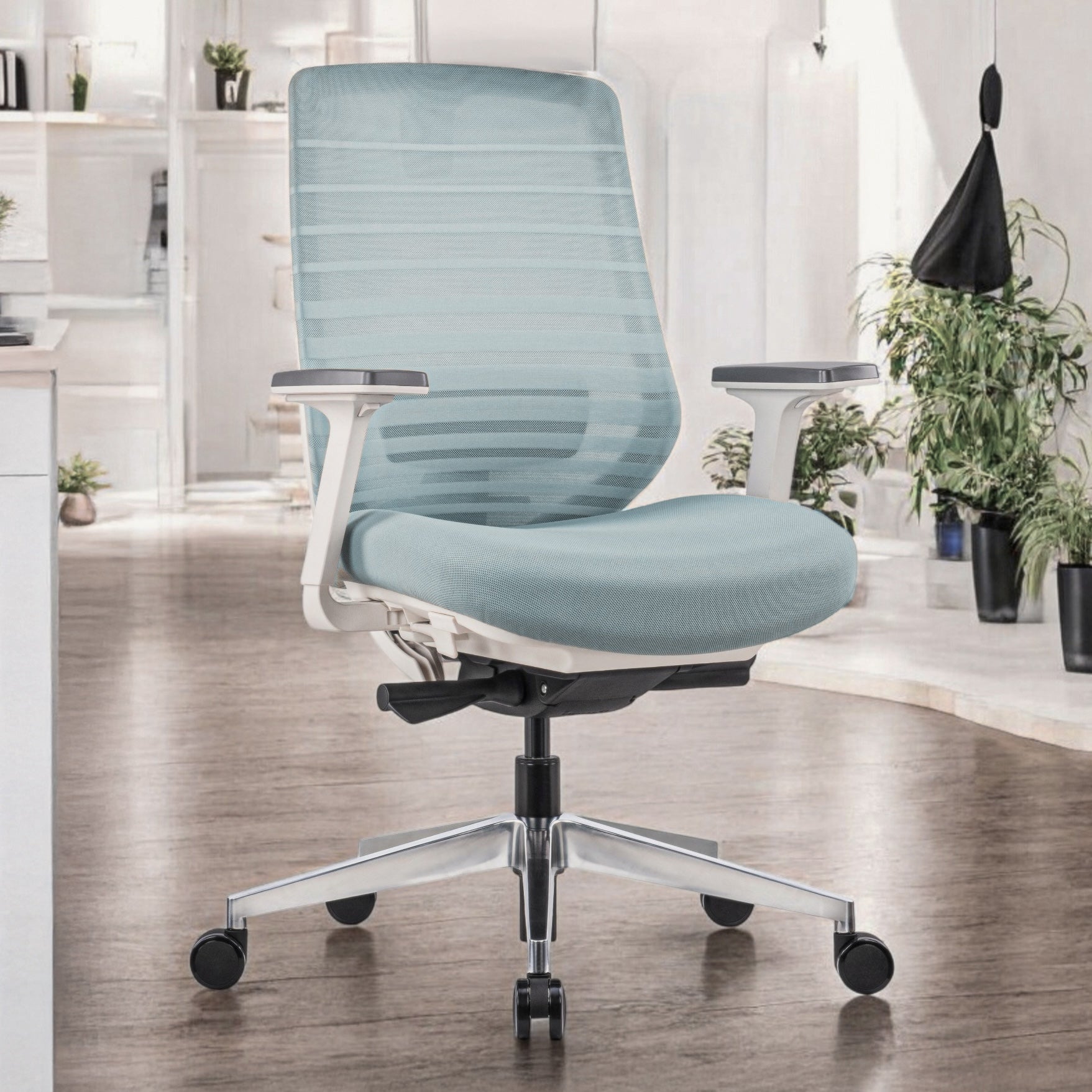 Model 11 Ergonomic Office Chair Blue Metal Base