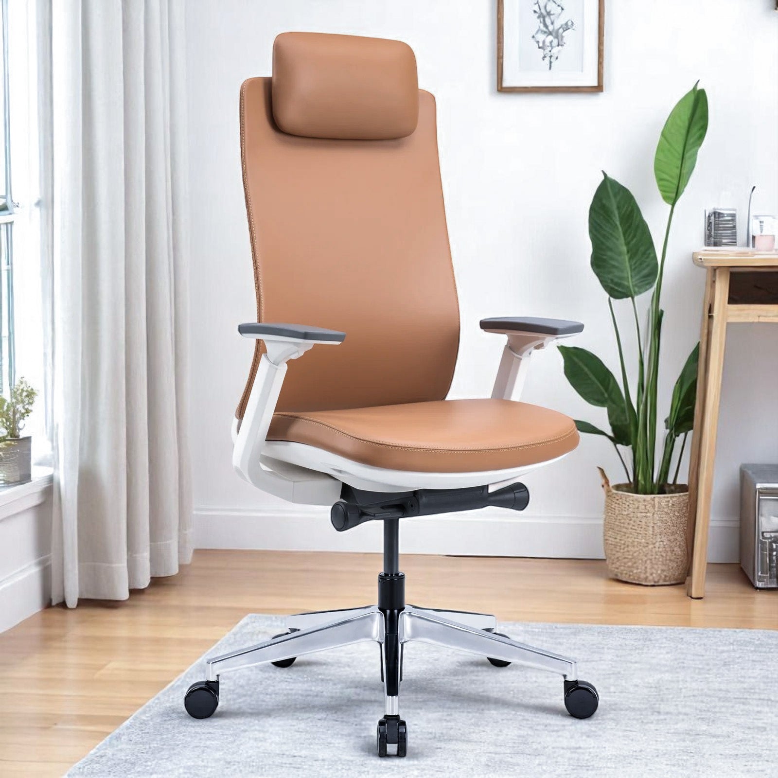 Model 77 Ergonomic Office Chair - Genuine Leather Ivory