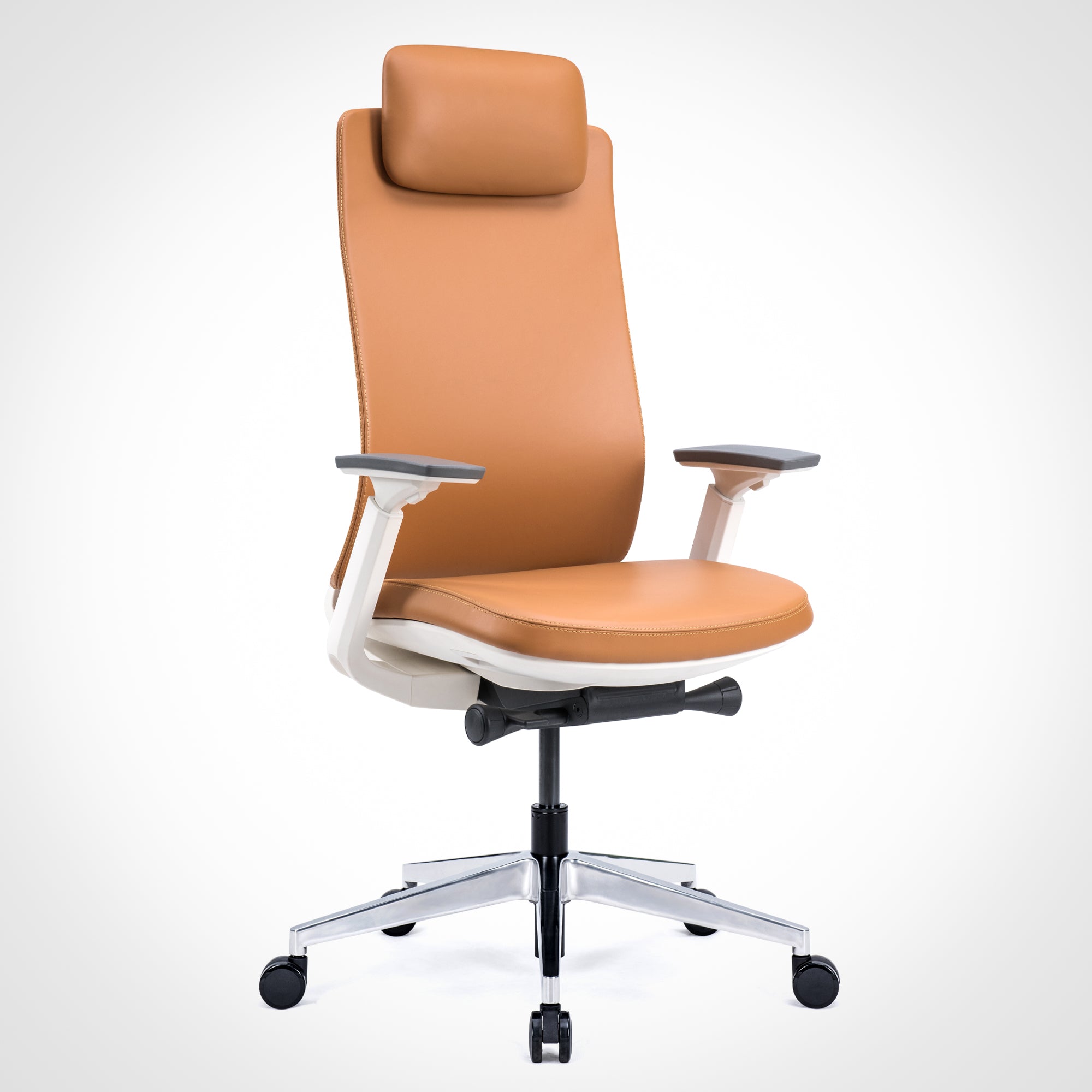 Model 77 Ergonomic Office Chair - Genuine Leather Ivory