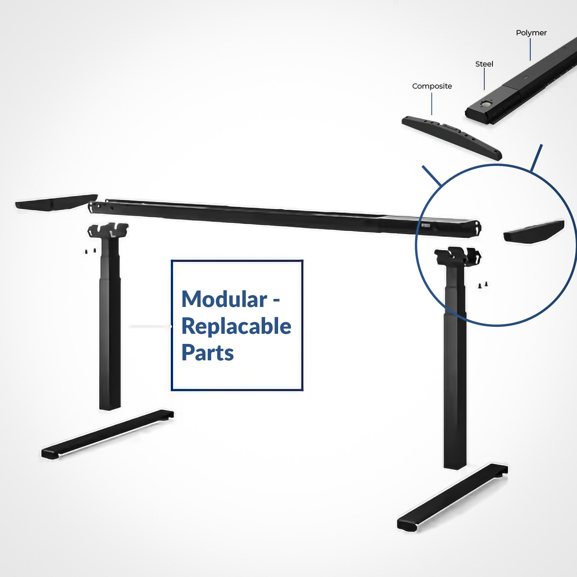 Model 301 | Height Adjustable Desk/Standing Desk (48"x24") | Rosso | Black Legs