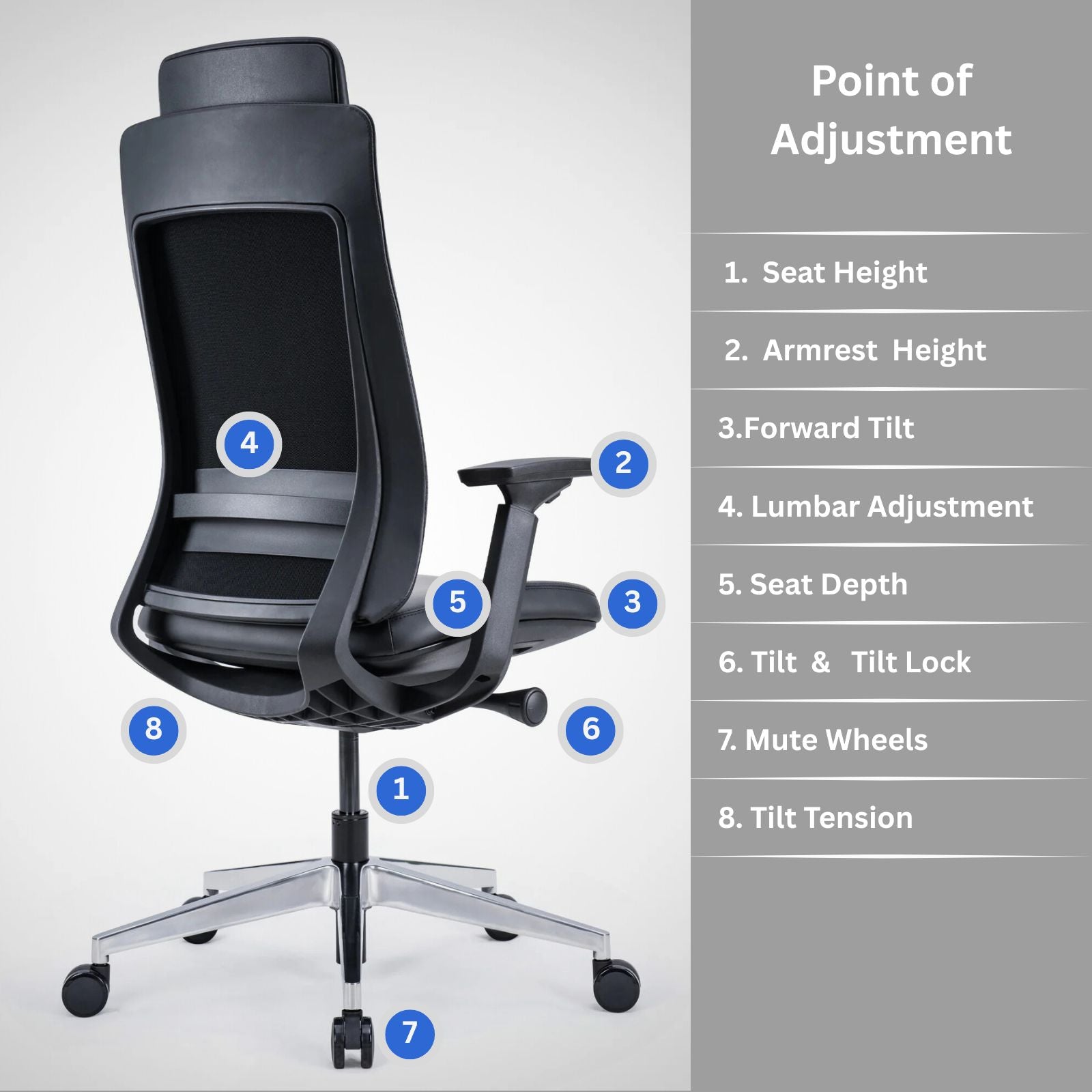 Model 77 Ergonomic Office Chair - Genuine Leather Onyx