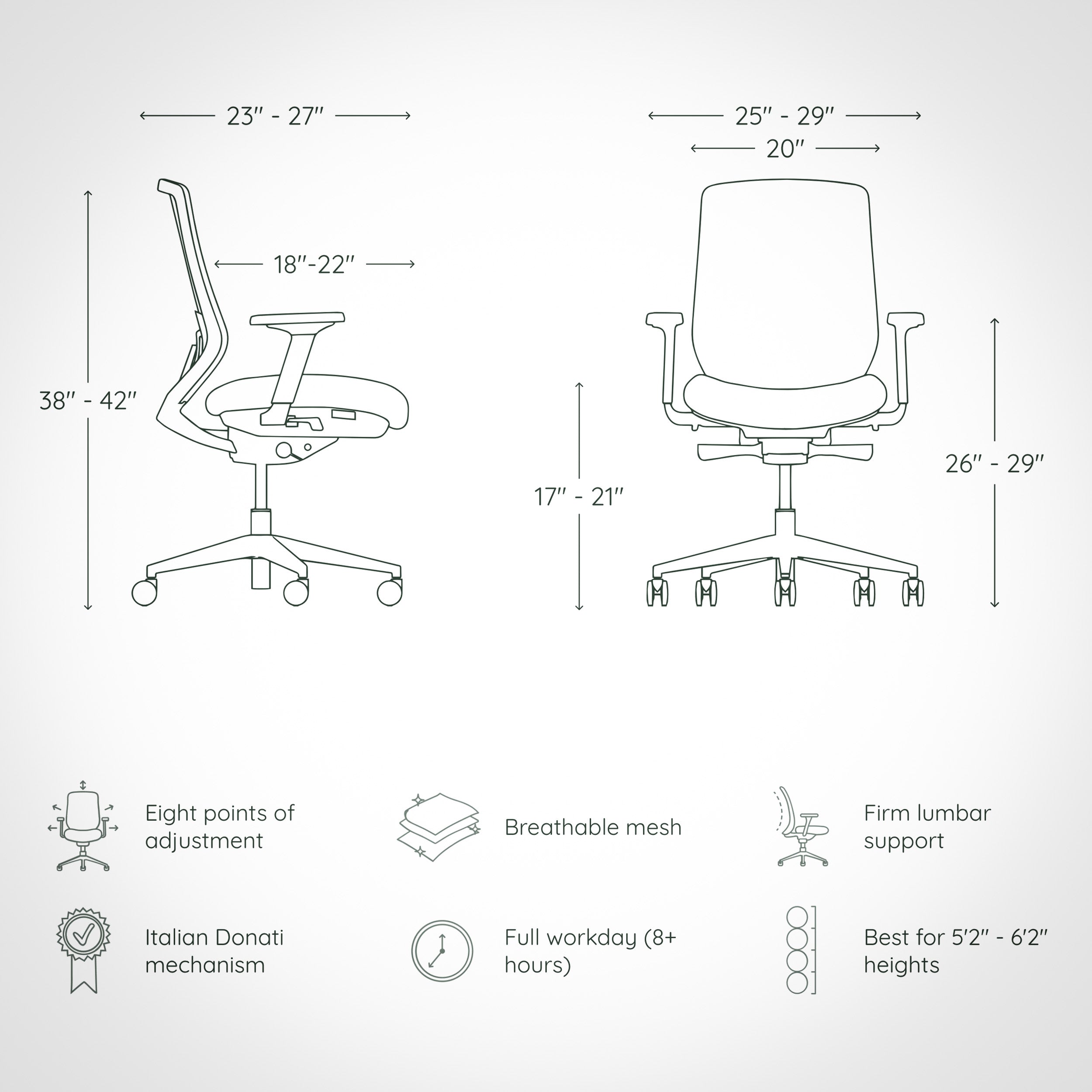 Model 11 Ergonomic Office Chair | Grey | Metal Base