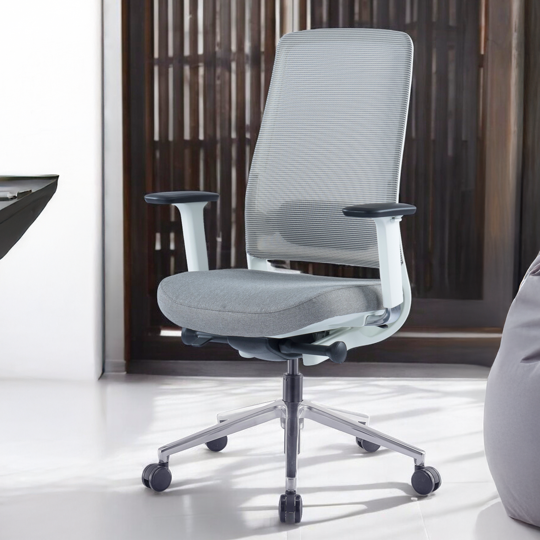 Model 54 Ergonomic Office Chair | White/Grey | Metal Base