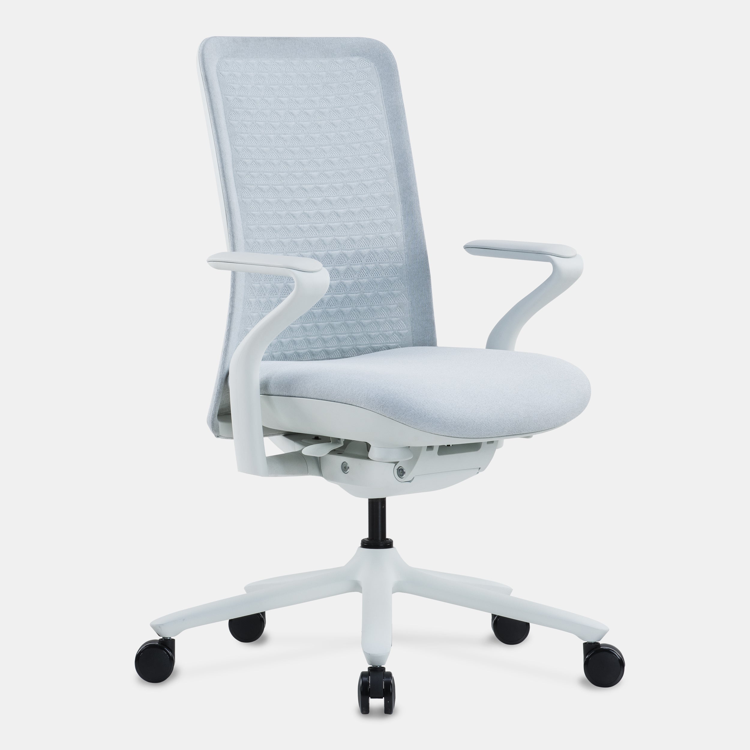 Pelicanwork Model 92 ergonomic office chair in light gray with mesh back and armrests