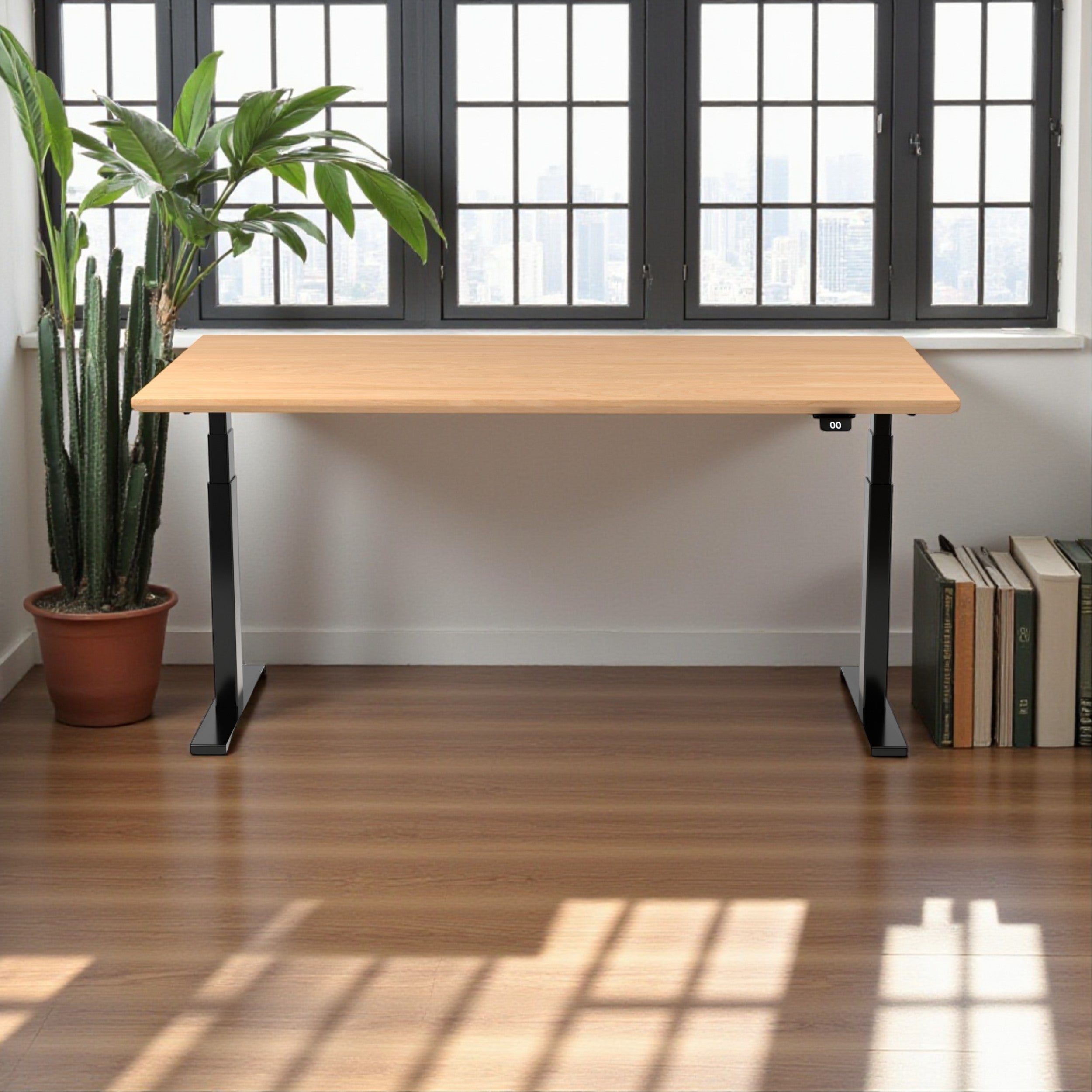 Model 304 | Pro High-Speed Solid-Wood Desk (58"x29") | Oak Wood | Black Legs