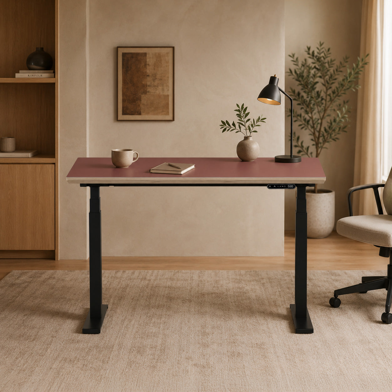 Model 301 Electric Standing Desk | Rosso | 48 x 24 in | Black Legs