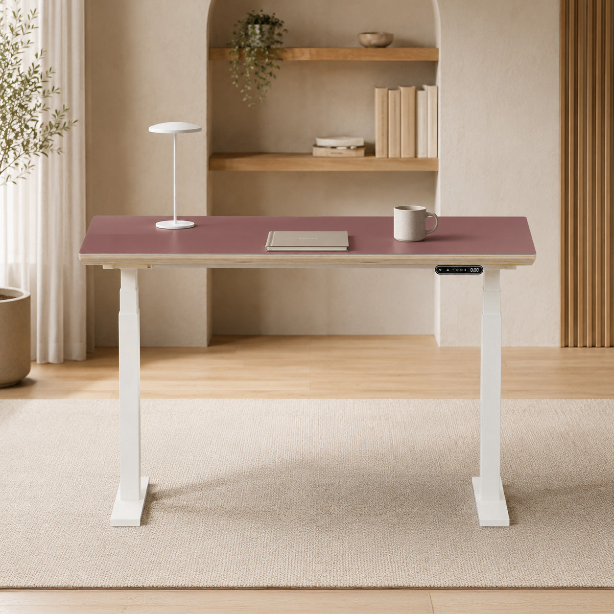 Model 301 Electric Standing Desk | Rosso | 48 x 24 in | White Legs