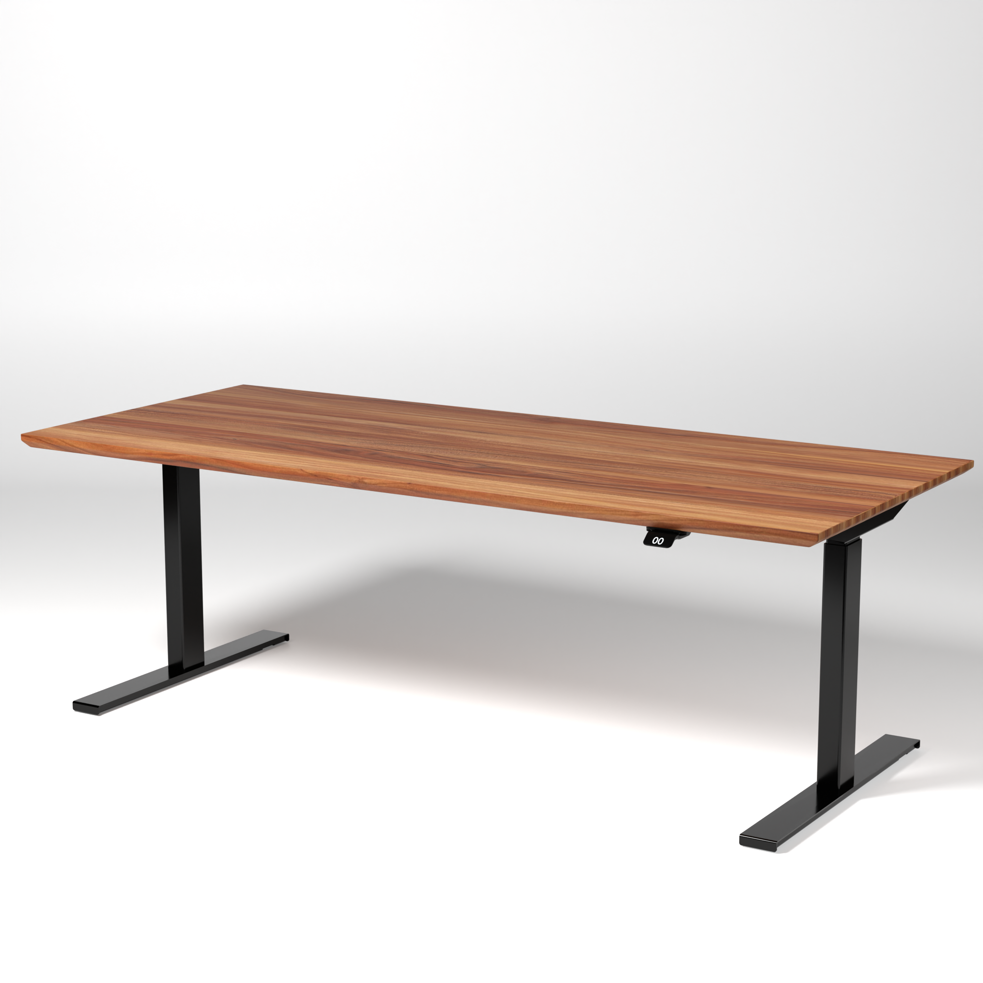Model 304 | Pro High-Speed Solid-Wood Desk (68"x29") | Teak Wood | Black Legs