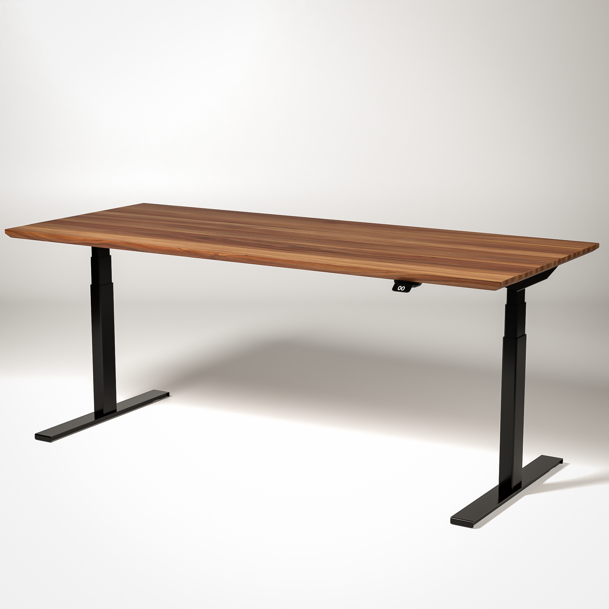 Model 304 | Pro High-Speed Solid-Wood Desk (68"x29") | Teak Wood | Black Legs