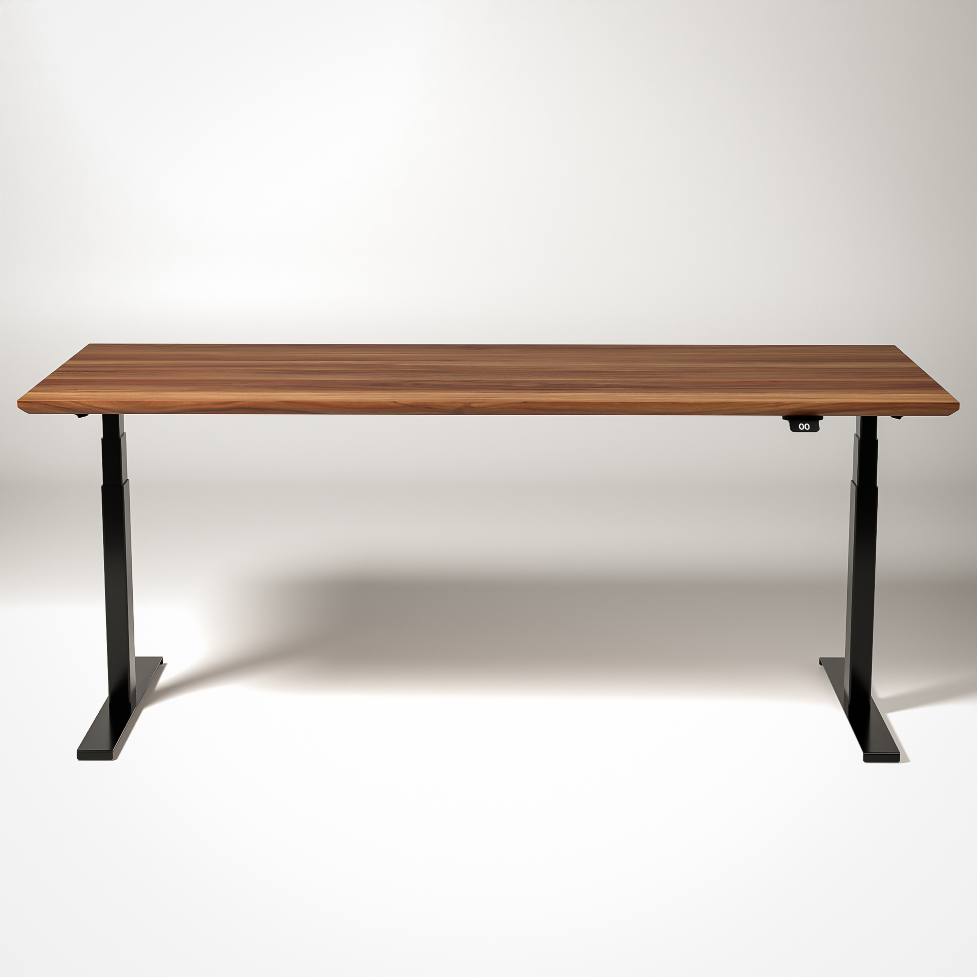Model 304 | Pro High-Speed Solid-Wood Desk (68"x29") | Teak Wood | Black Legs