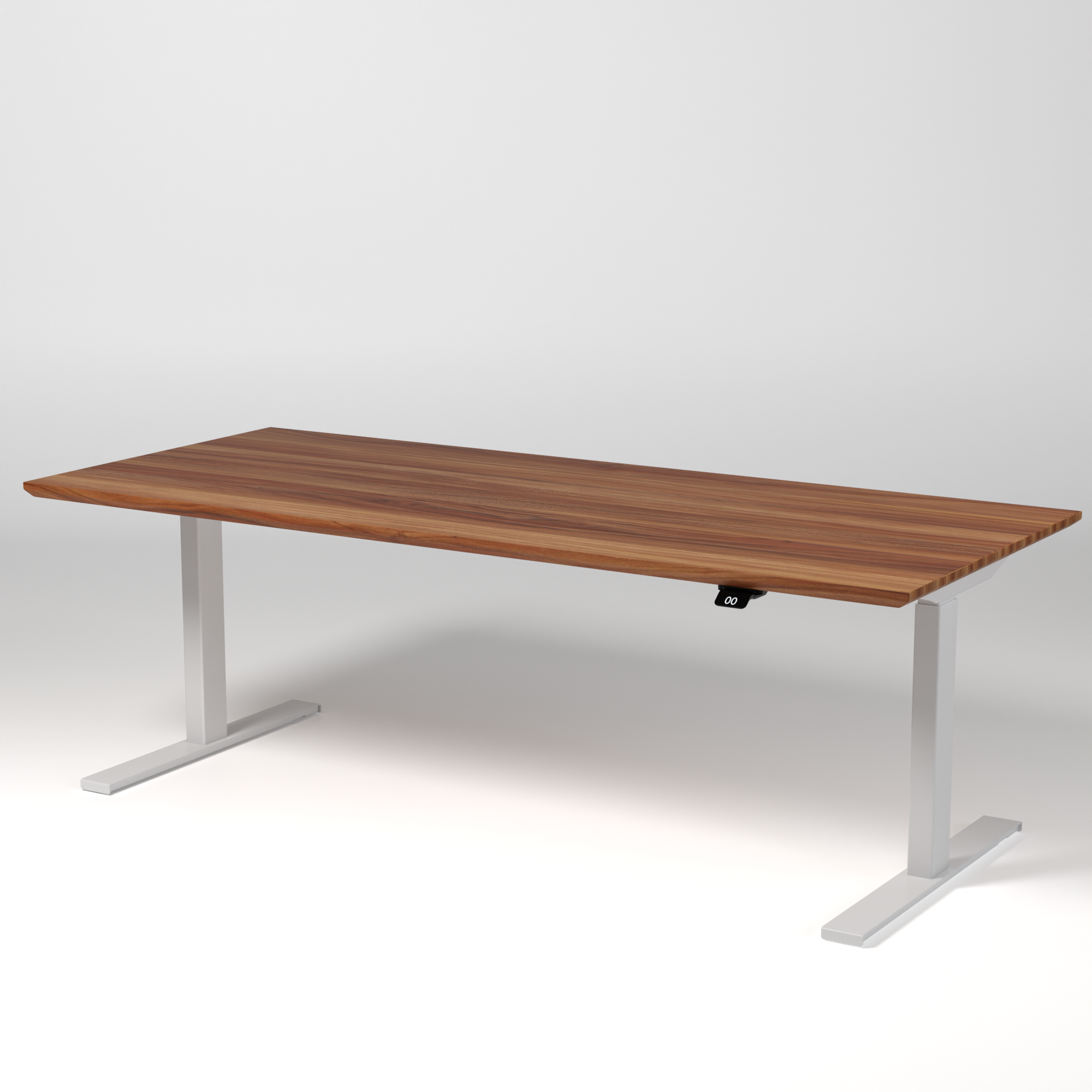 Model 304 | Pro High-Speed Solid-Wood Desk (68"x29") | Teak Wood | White Legs