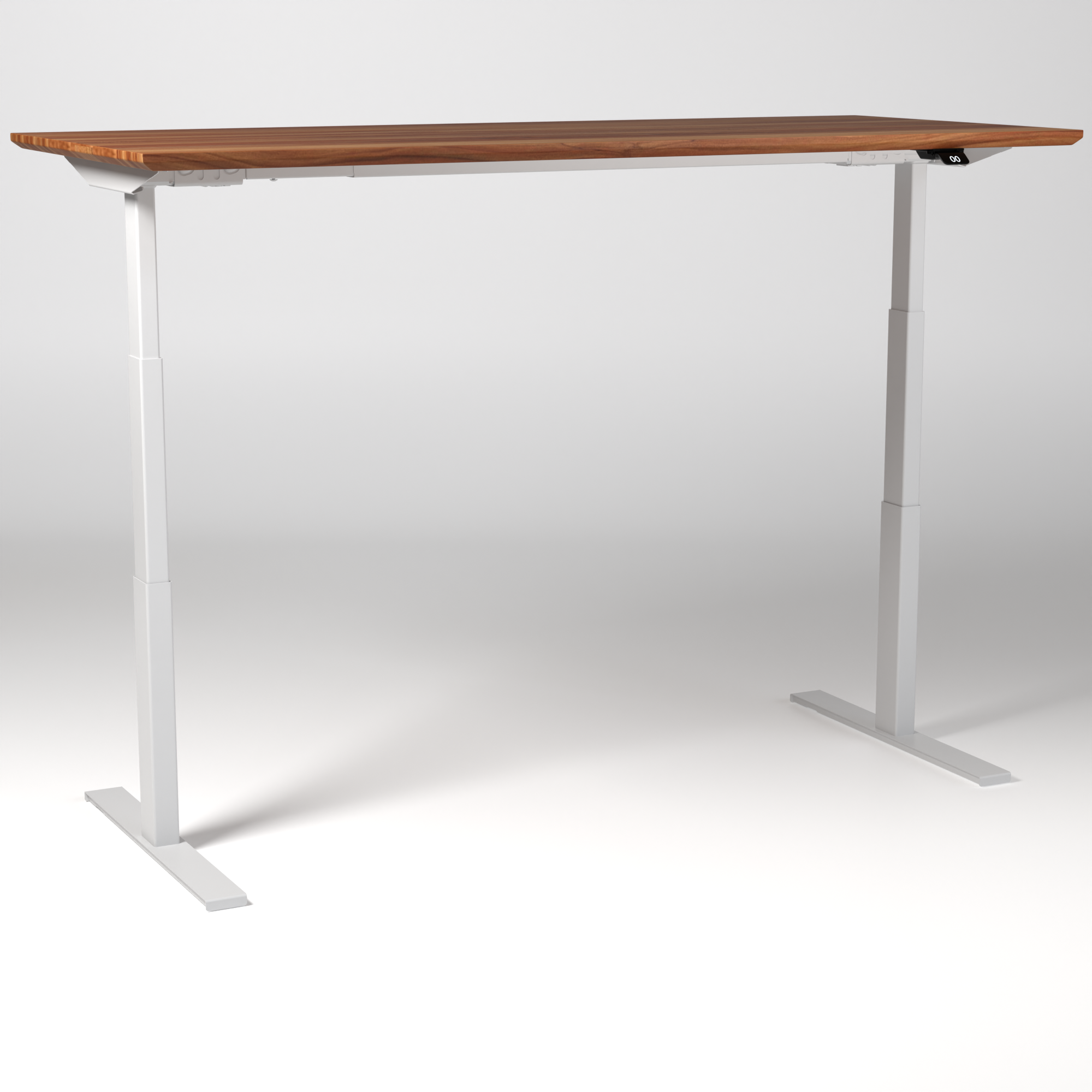 Model 304 | Pro High-Speed Solid-Wood Desk (68"x29") | Teak Wood | White Legs