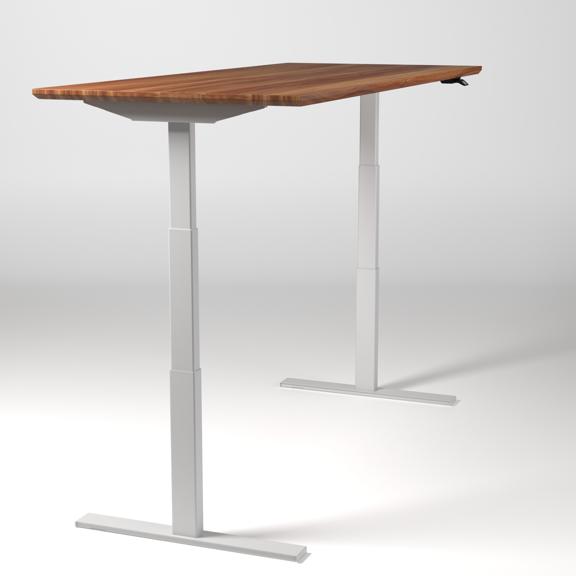 Model 304 | Pro High-Speed Solid-Wood Desk (68"x29") | Teak Wood | White Legs
