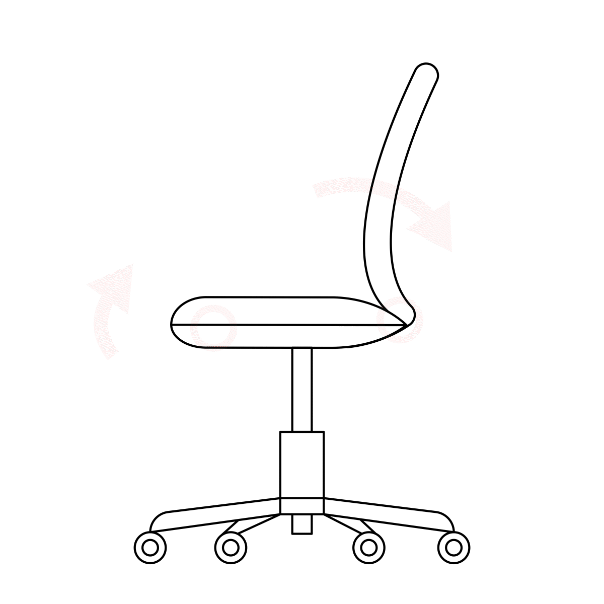 Synchro-004B ergonomic office chair with adjustable backrest and seat, black outline