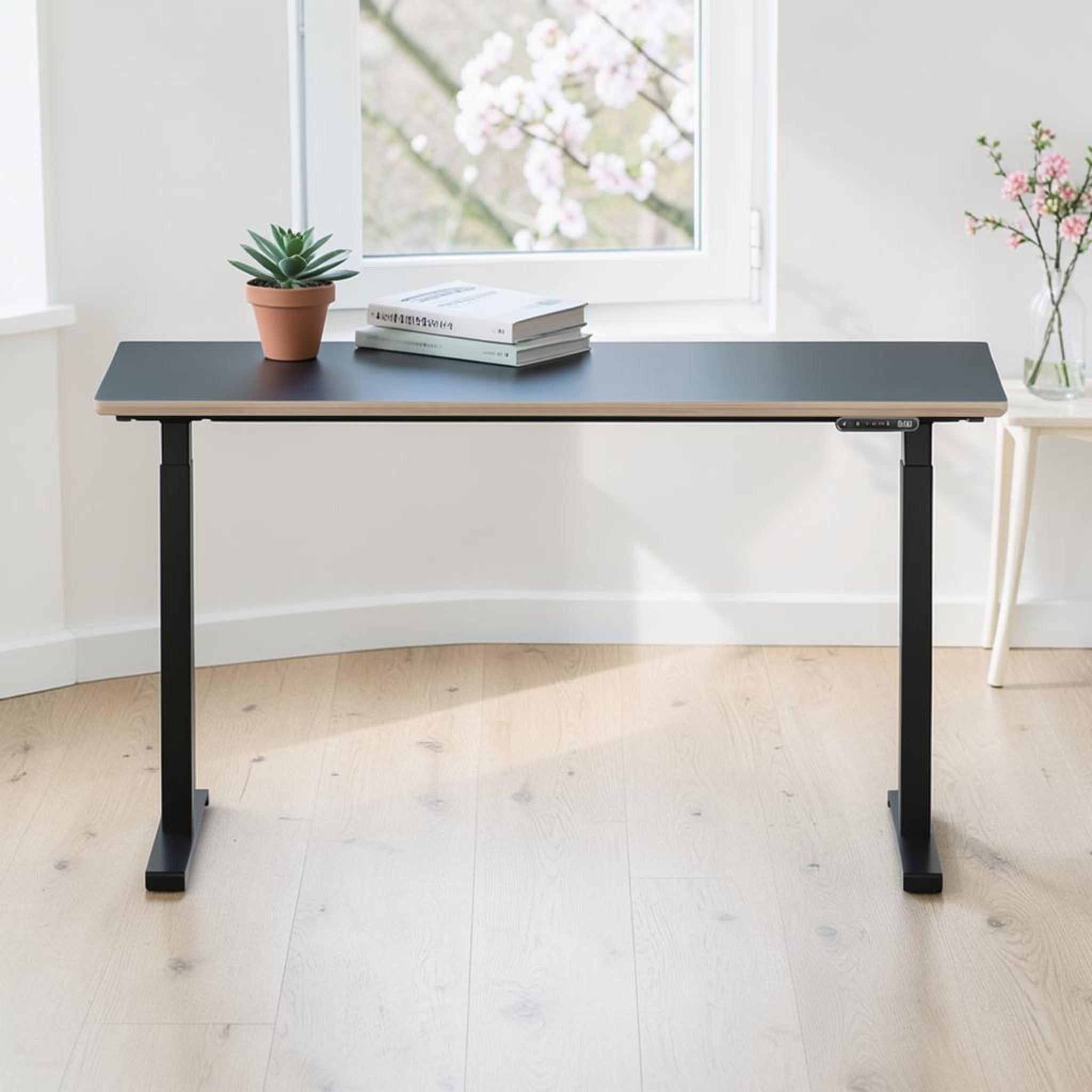 Model 301 | Height Adjustable Desk/Standing Desk (59"x29") | Yale Blue | Black Legs