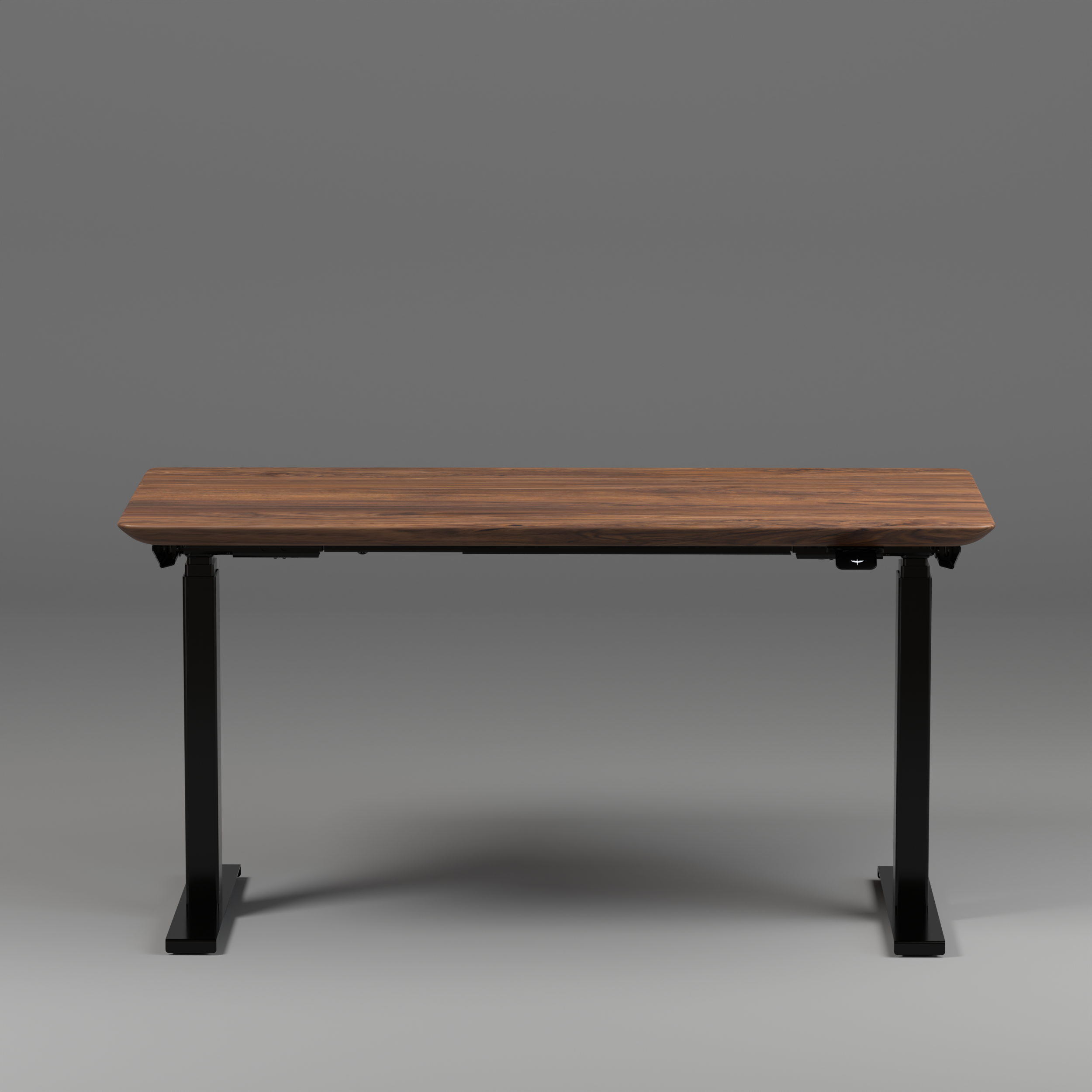 Model 304 | Solid American Walnut Wood Height Adjustable Desk (55"x28")  | Black Legs