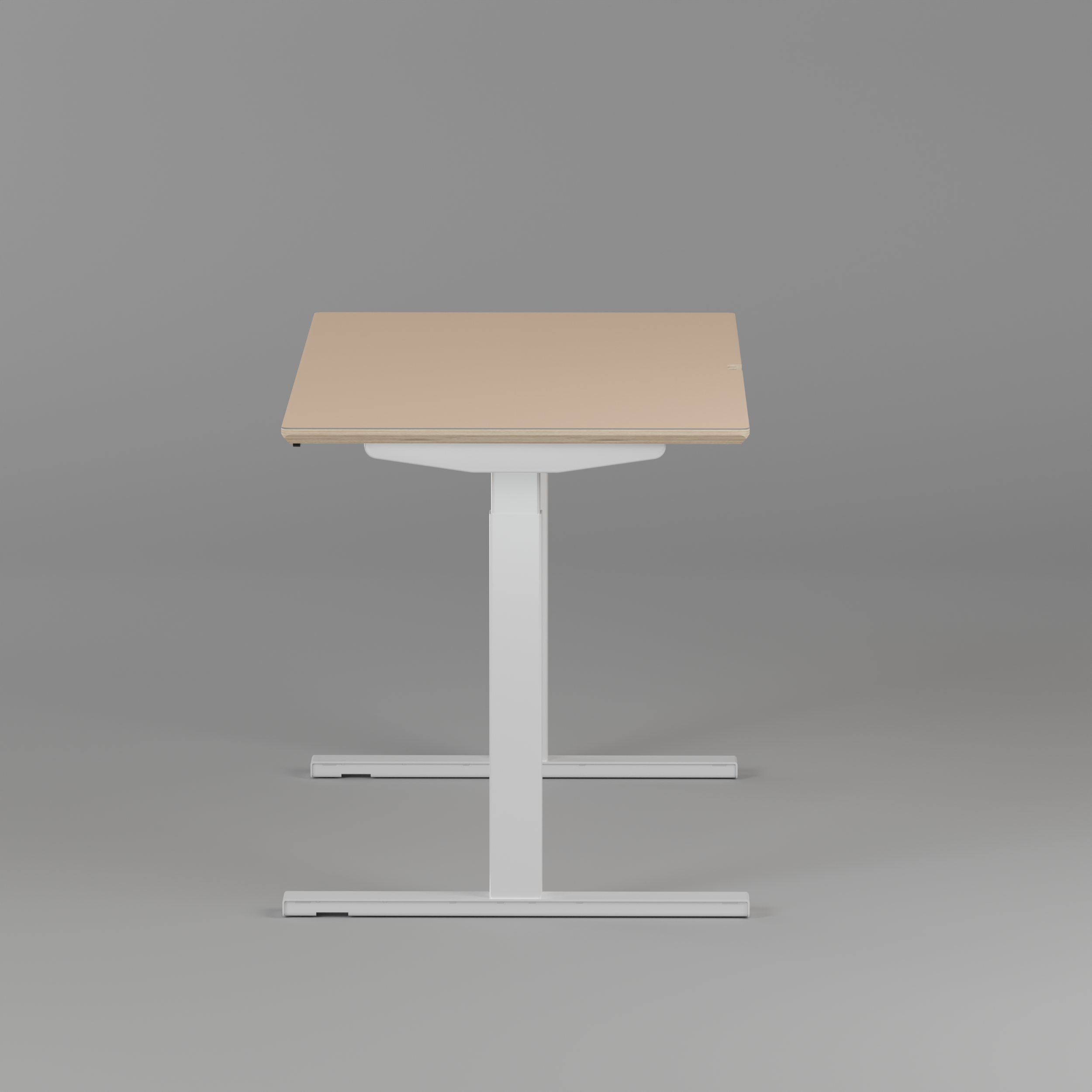 Model 301 | Height Adjustable/Standing Desk (59"x29")  | Beige | White Legs
