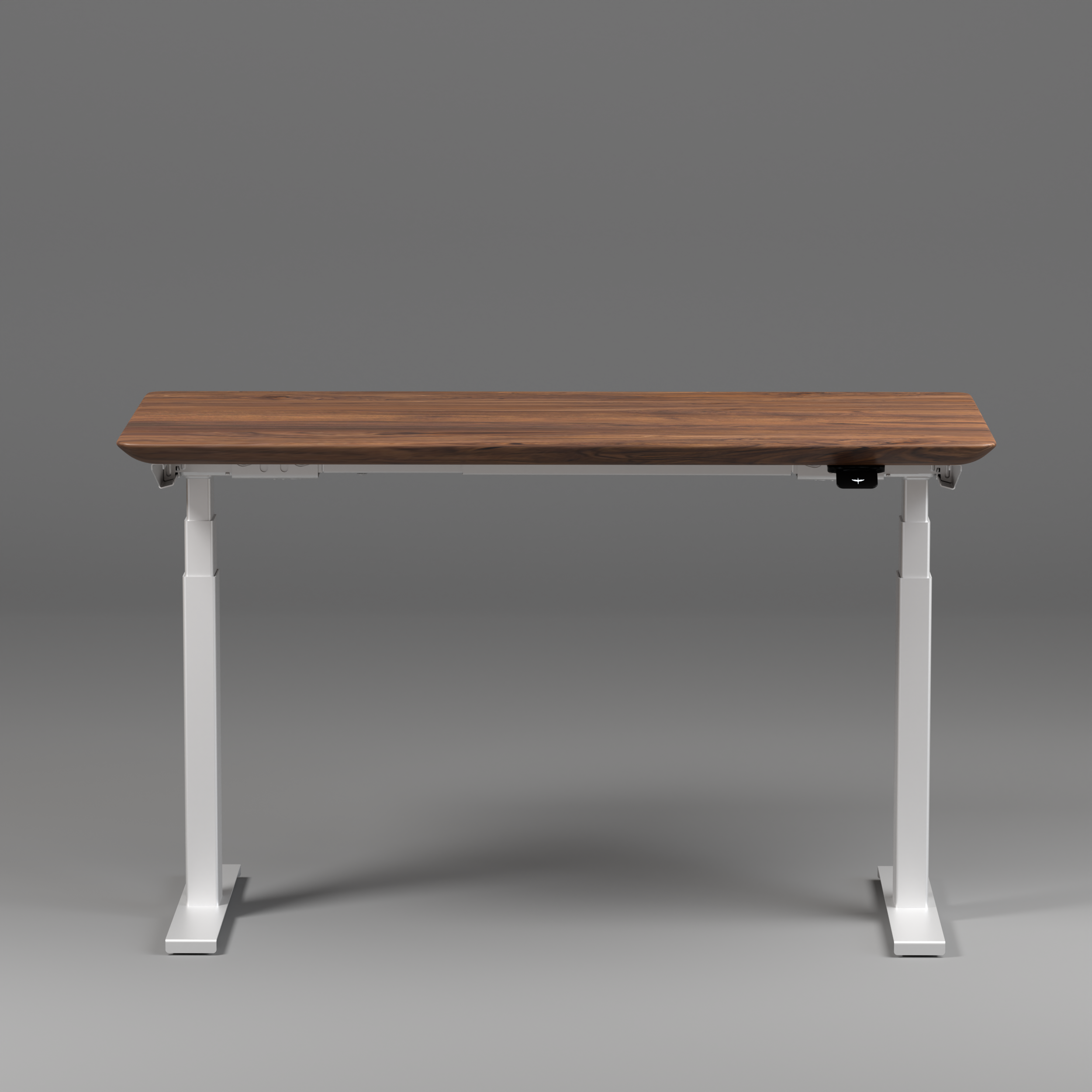Model 304 | Solid American Walnut  Wood Height Adjustable Desk (55"x28") | White Legs