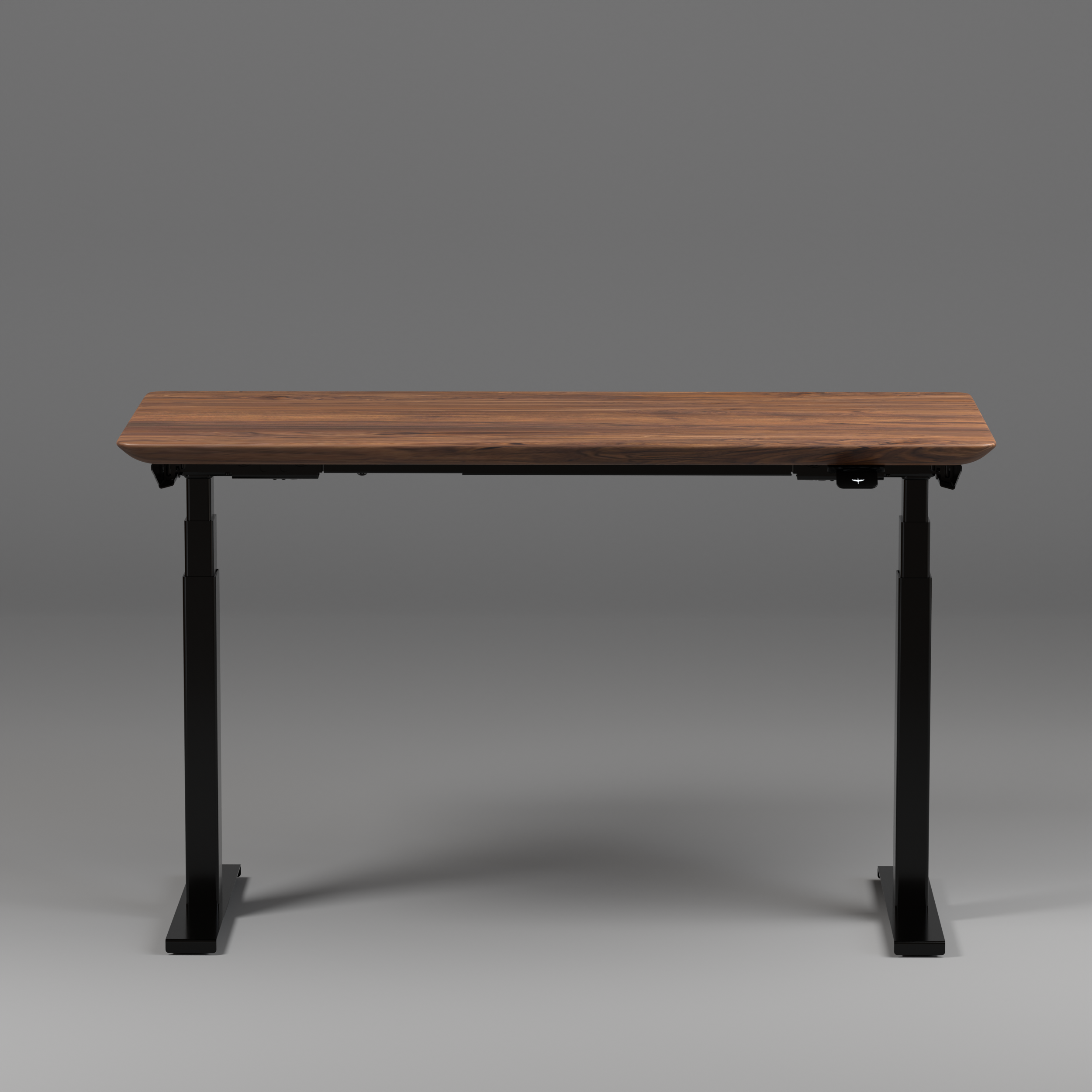 Model 304 | Solid American Walnut Wood Height Adjustable Desk (55"x28")  | Black Legs