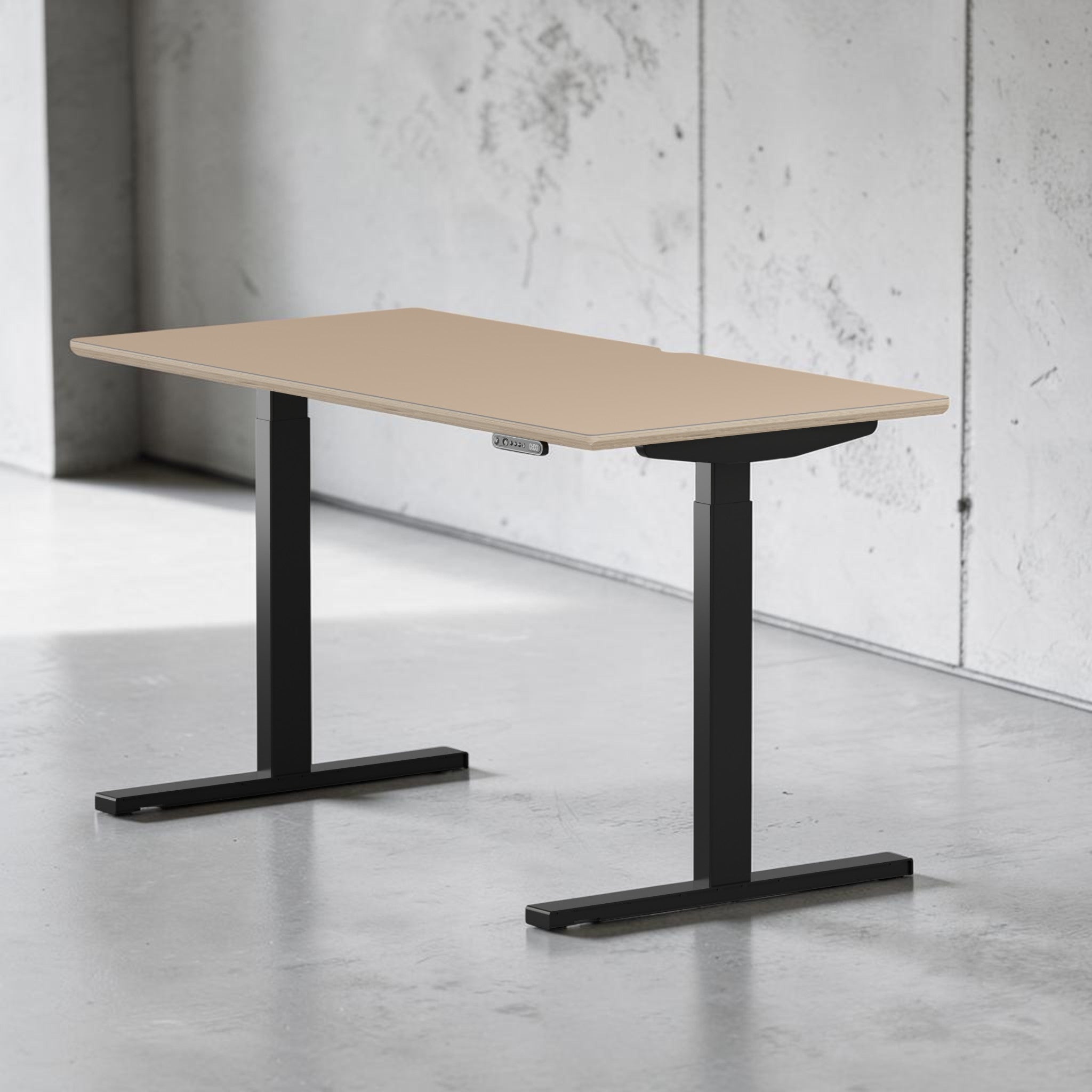 Model 301 | Height Adjustable Desk/Standing Desk (59"x29")  | Beige | Black Legs