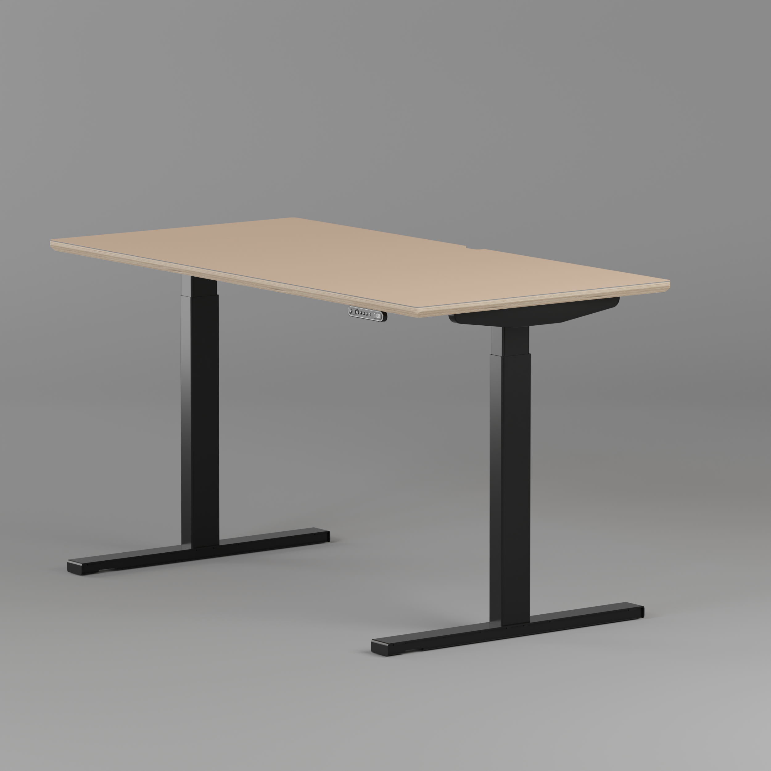 Model 301 | Height Adjustable Desk/Standing Desk (59"x29")  | Beige | Black Legs