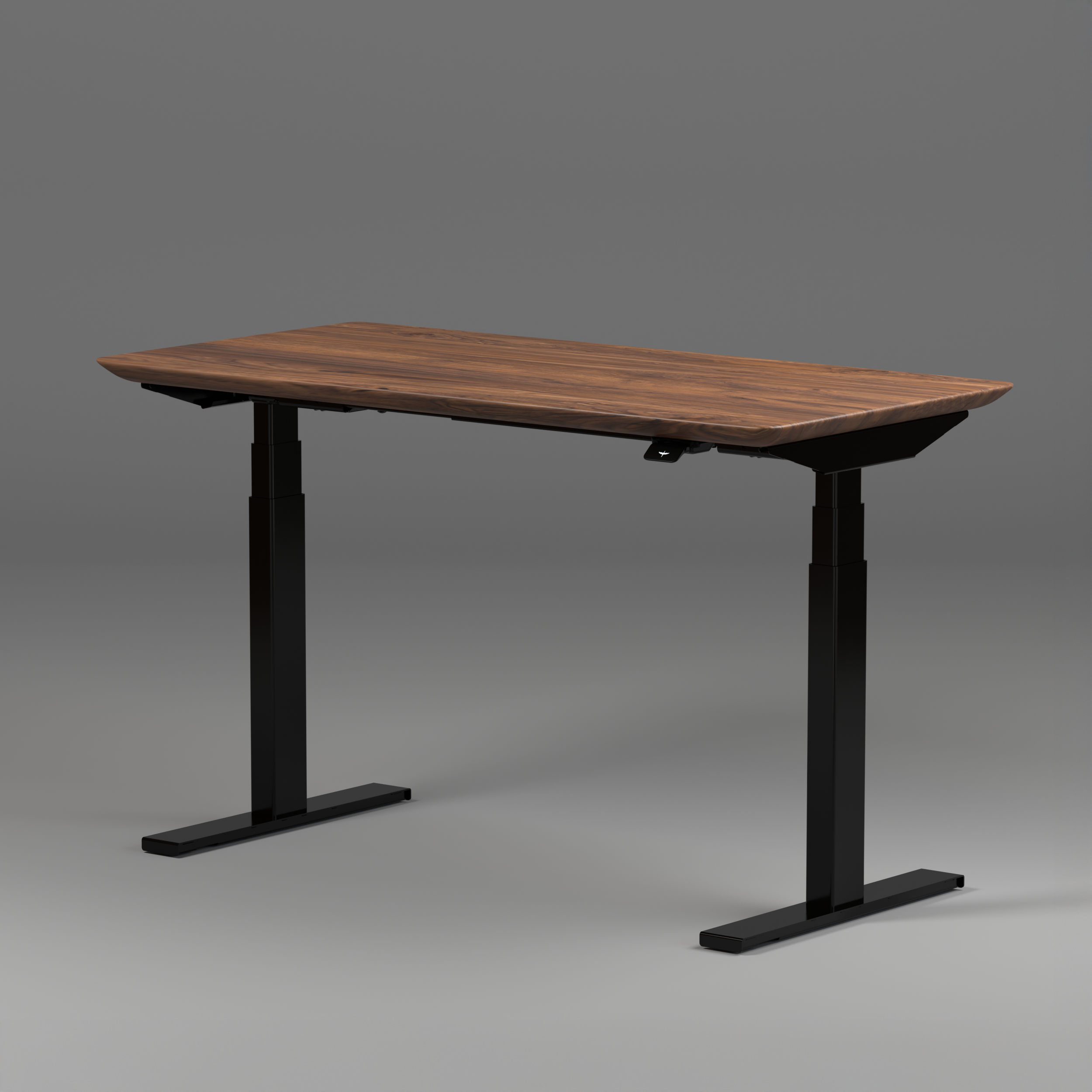 Model 304 | Solid American Walnut Wood Height Adjustable Desk (55"x28")  | Black Legs
